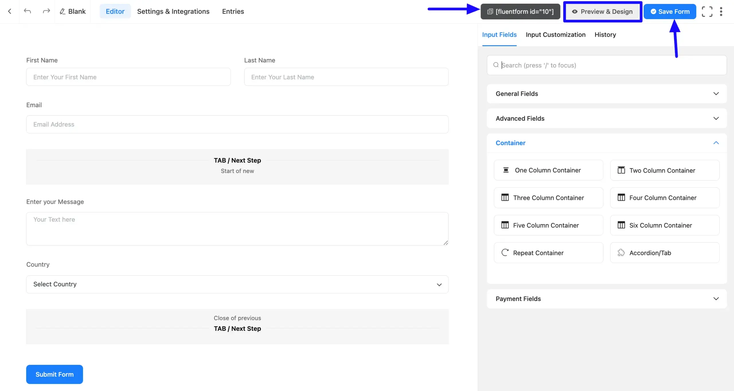 Preview And Save Accordion Container Fields