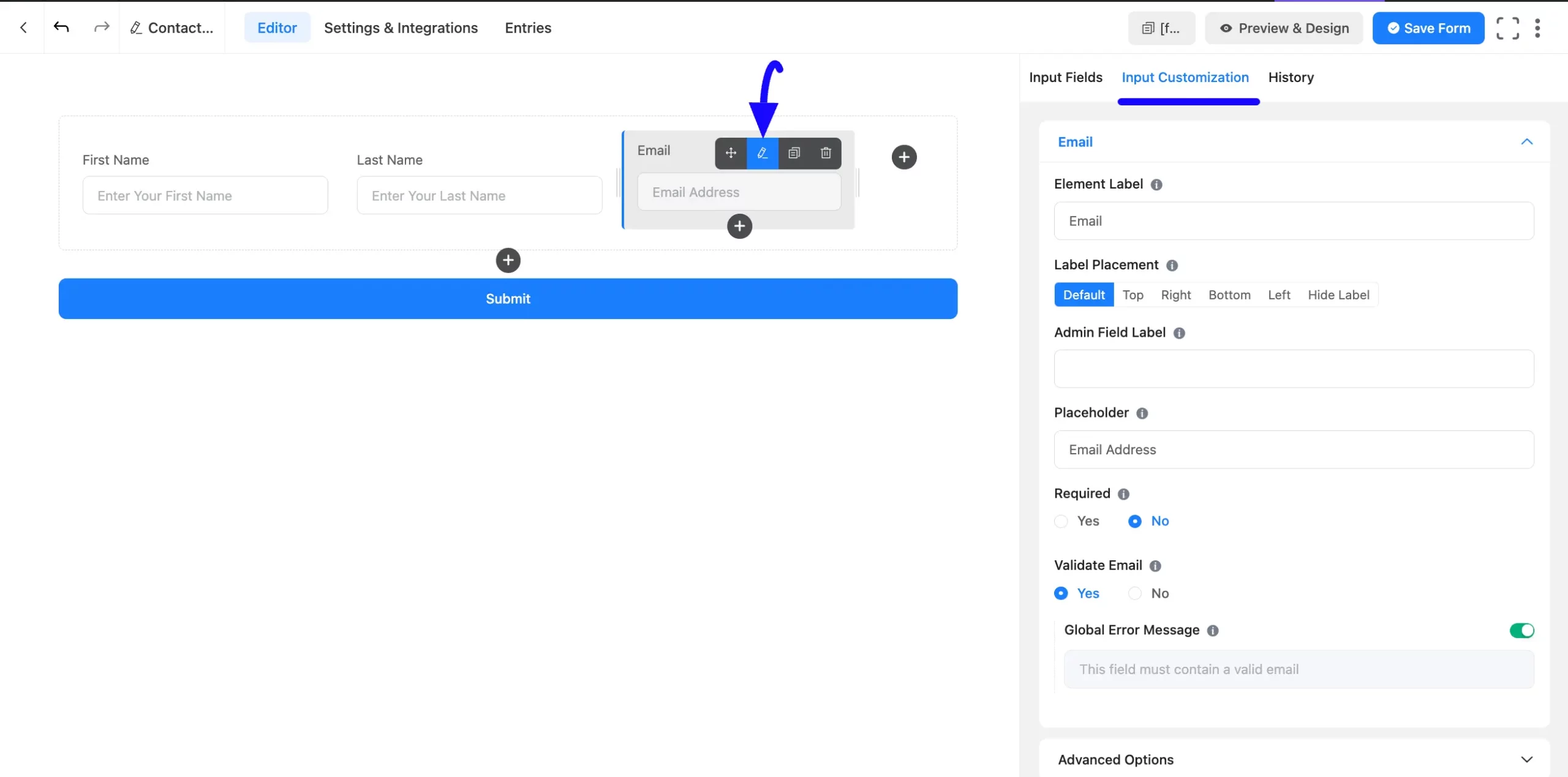 Plencil Icon Customize Fields