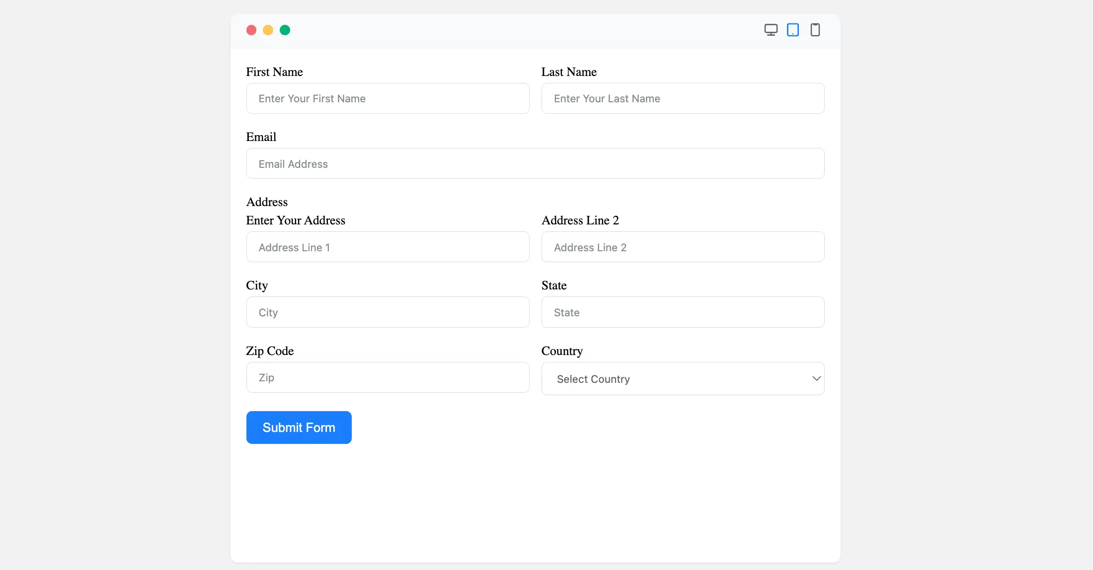 Preview Address Input Field