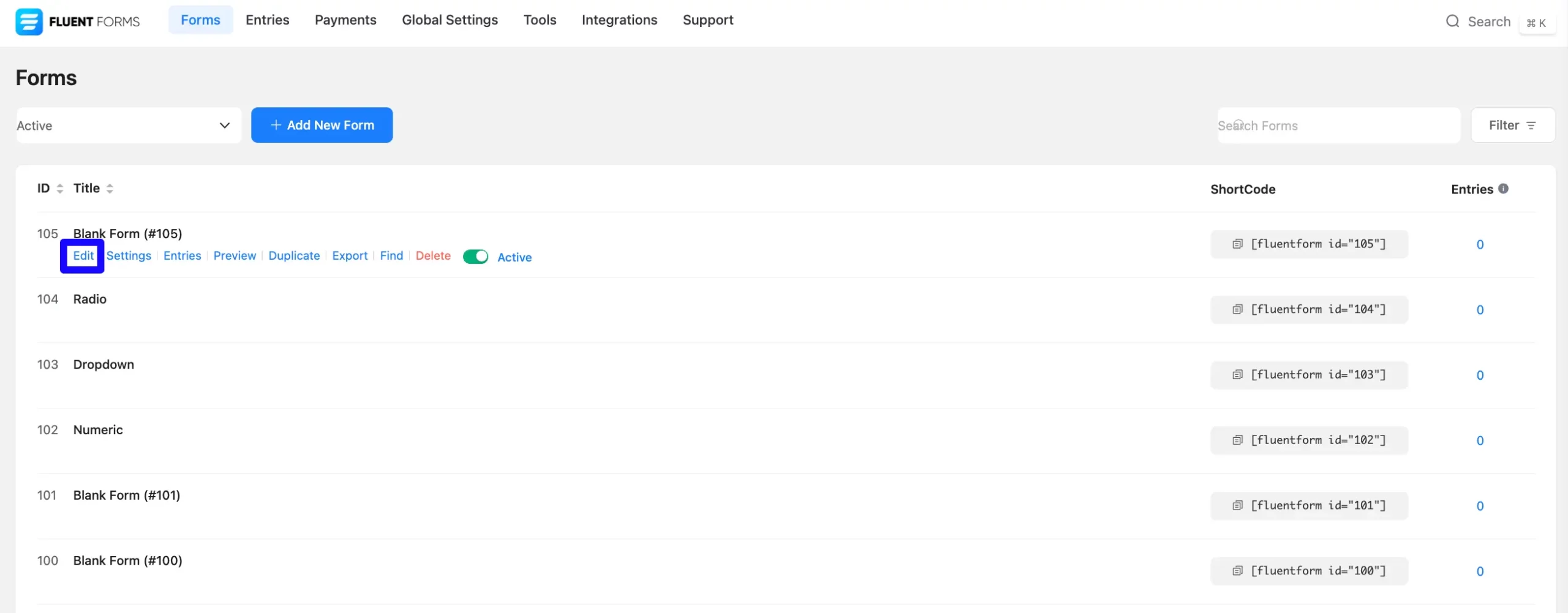 Editor Fluent Forms