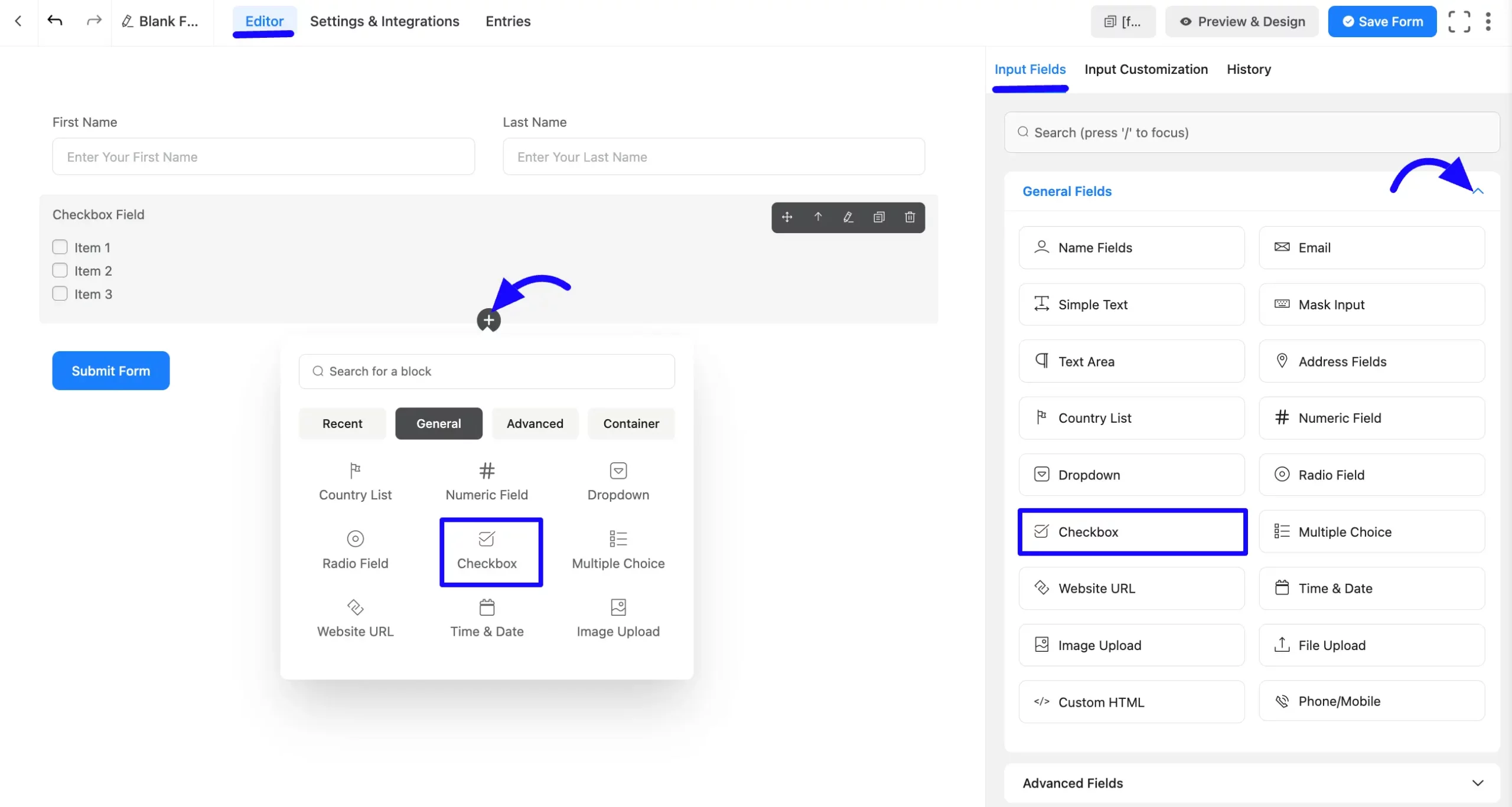 CheckBox Field step