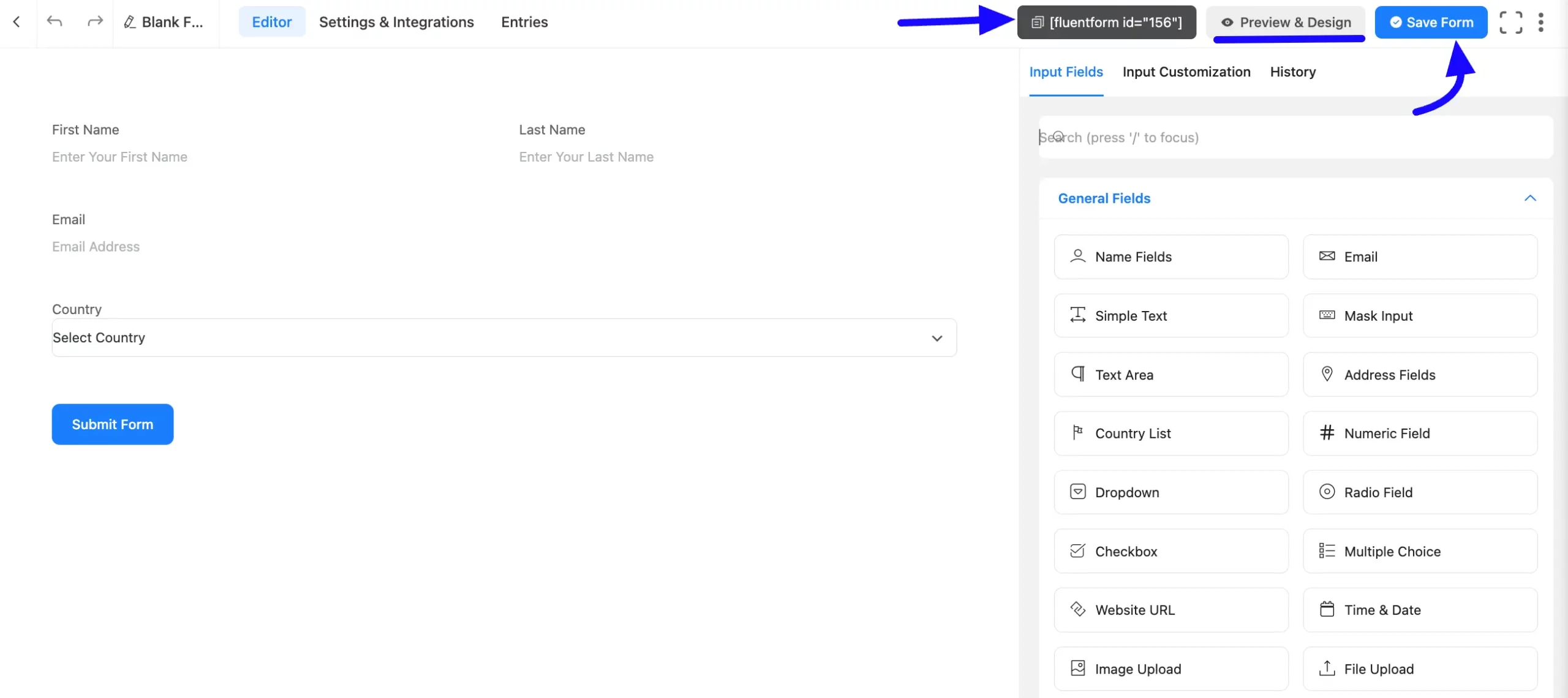 Save Country List Field in
