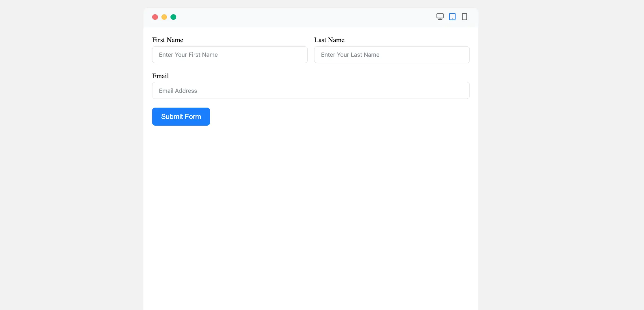 Preview Email Address Input Field