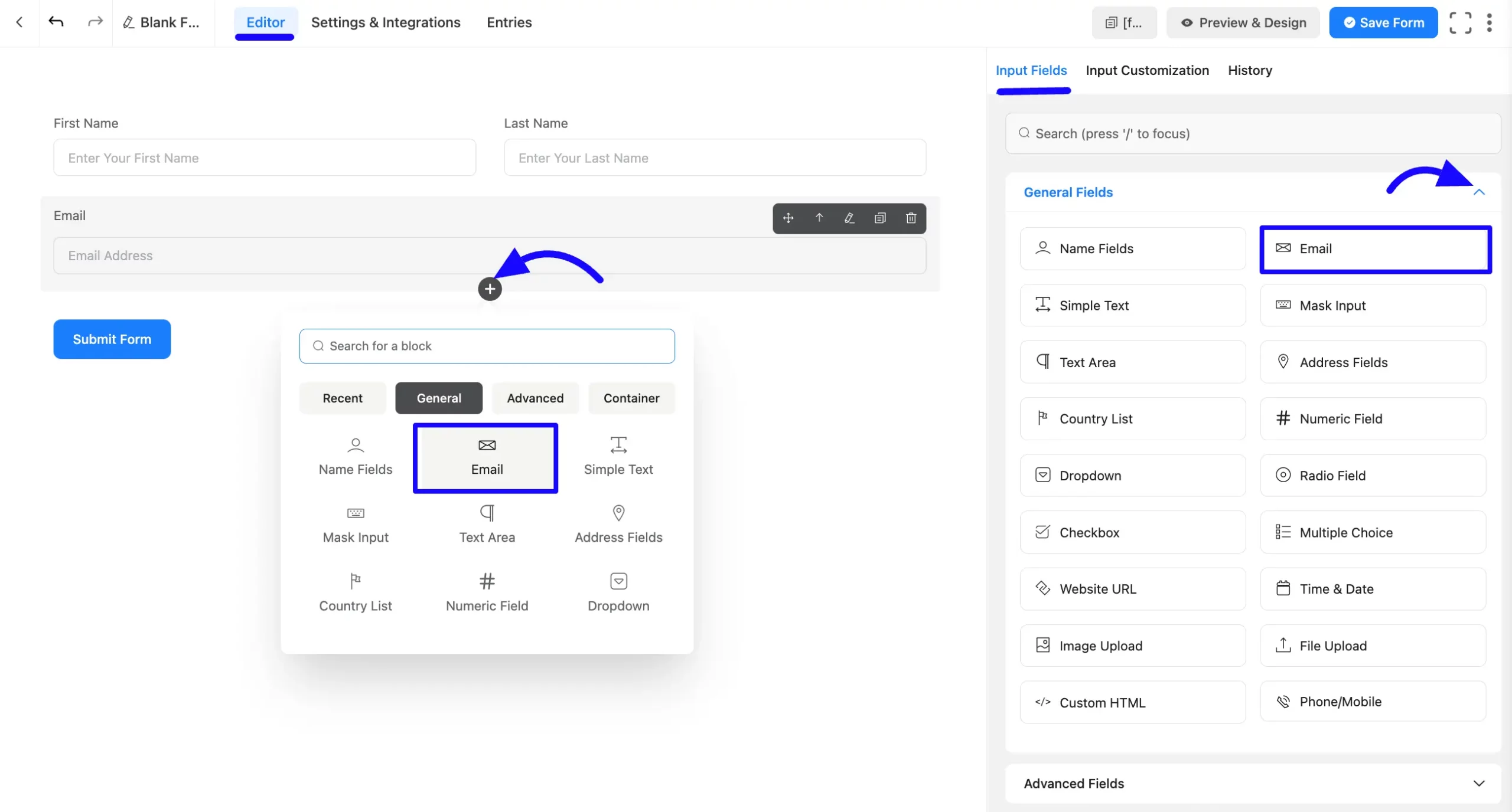 Email Address Input Field step