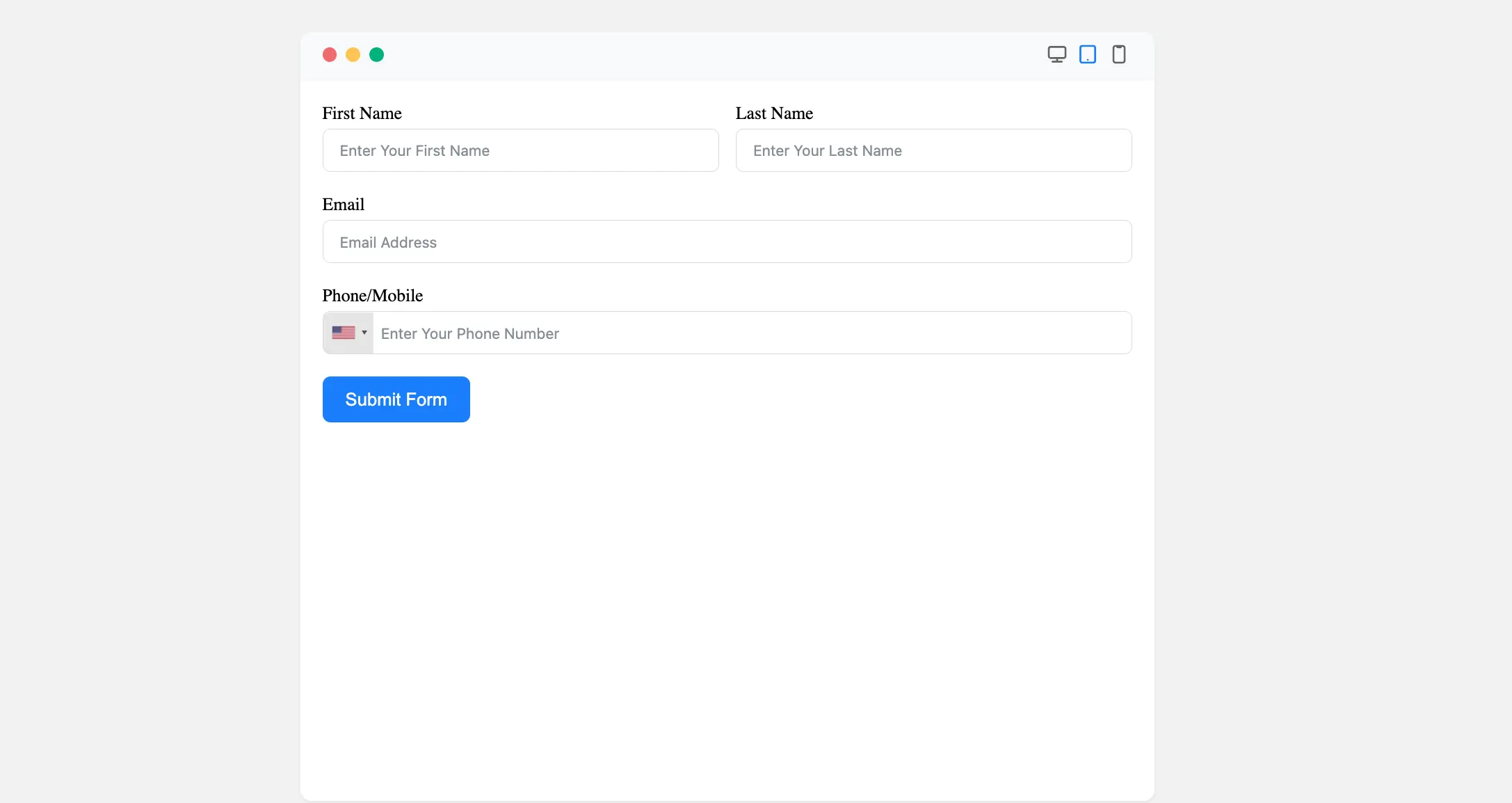 Preview Phone/Mobile Input Field
