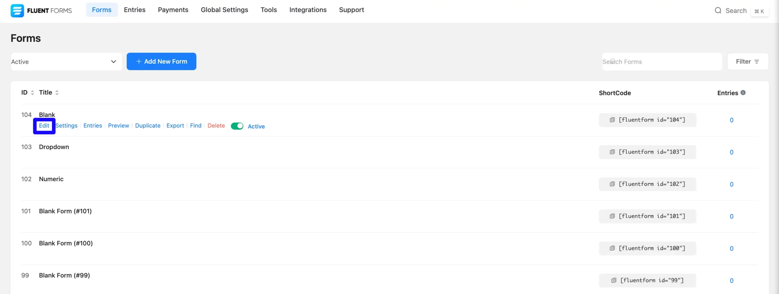 Editor Fluent Forms