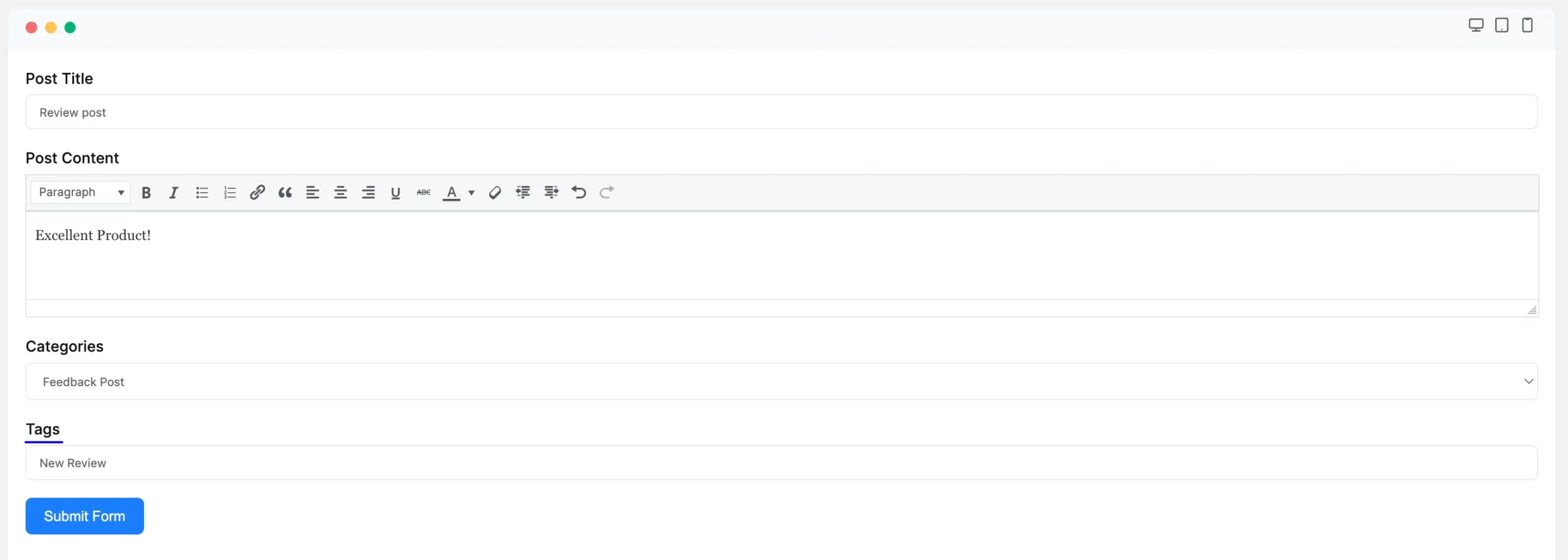 Preview Tags Taxonomy Field in