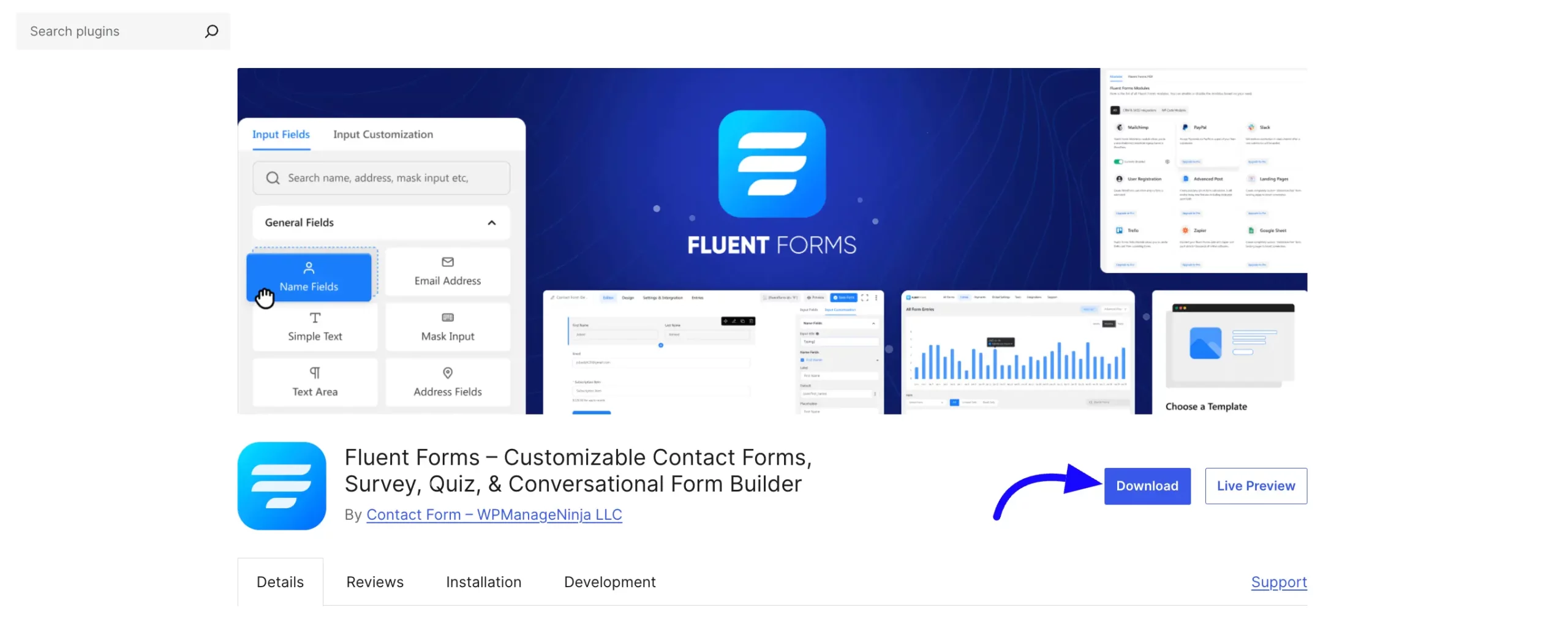 Installing Fluent Forms from the WordPress Repository