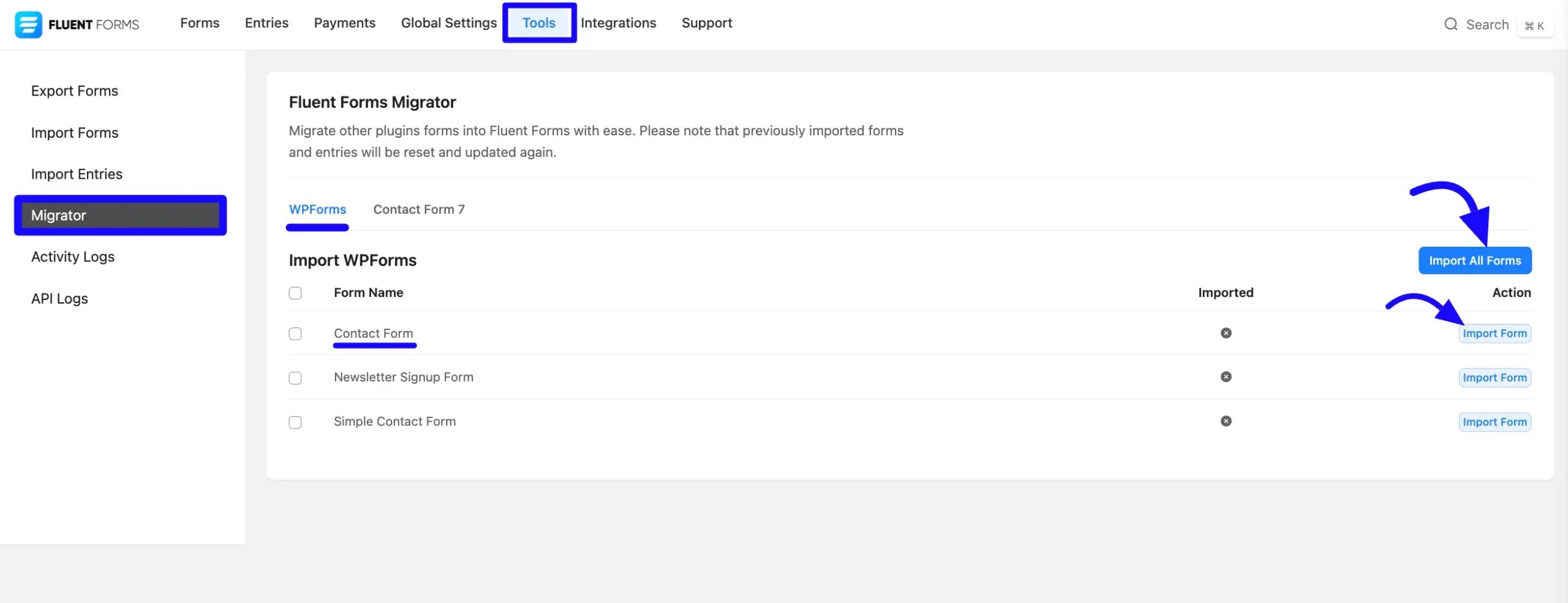 Migrate Fluent Forms