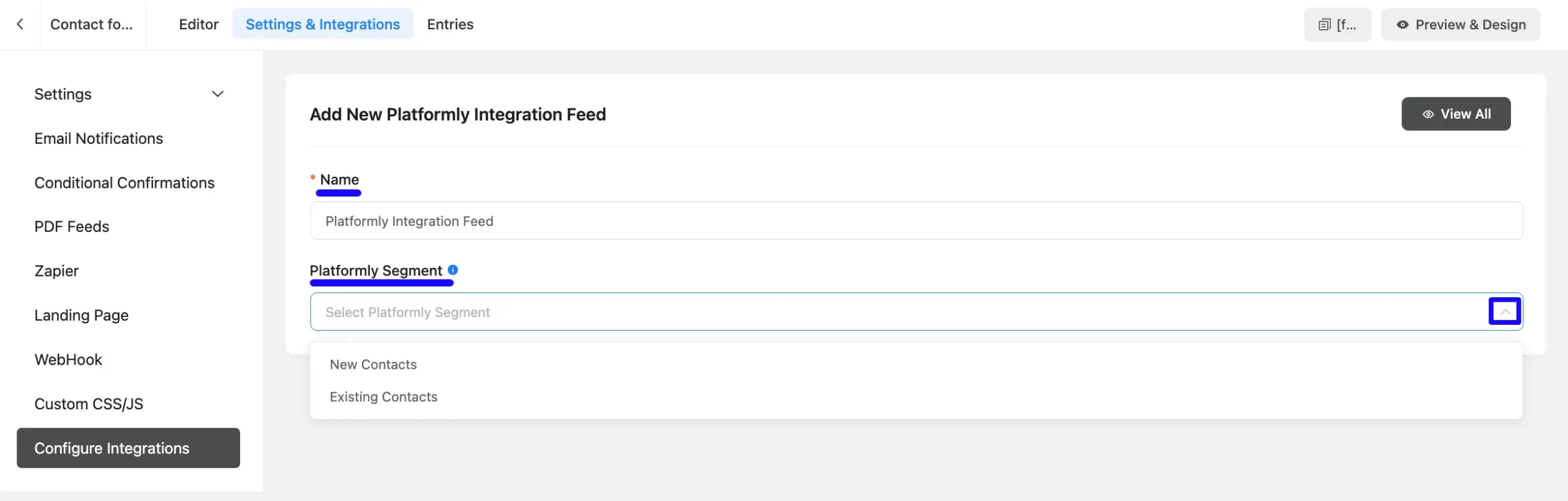 Select Platformly Segment Integrate Platformly