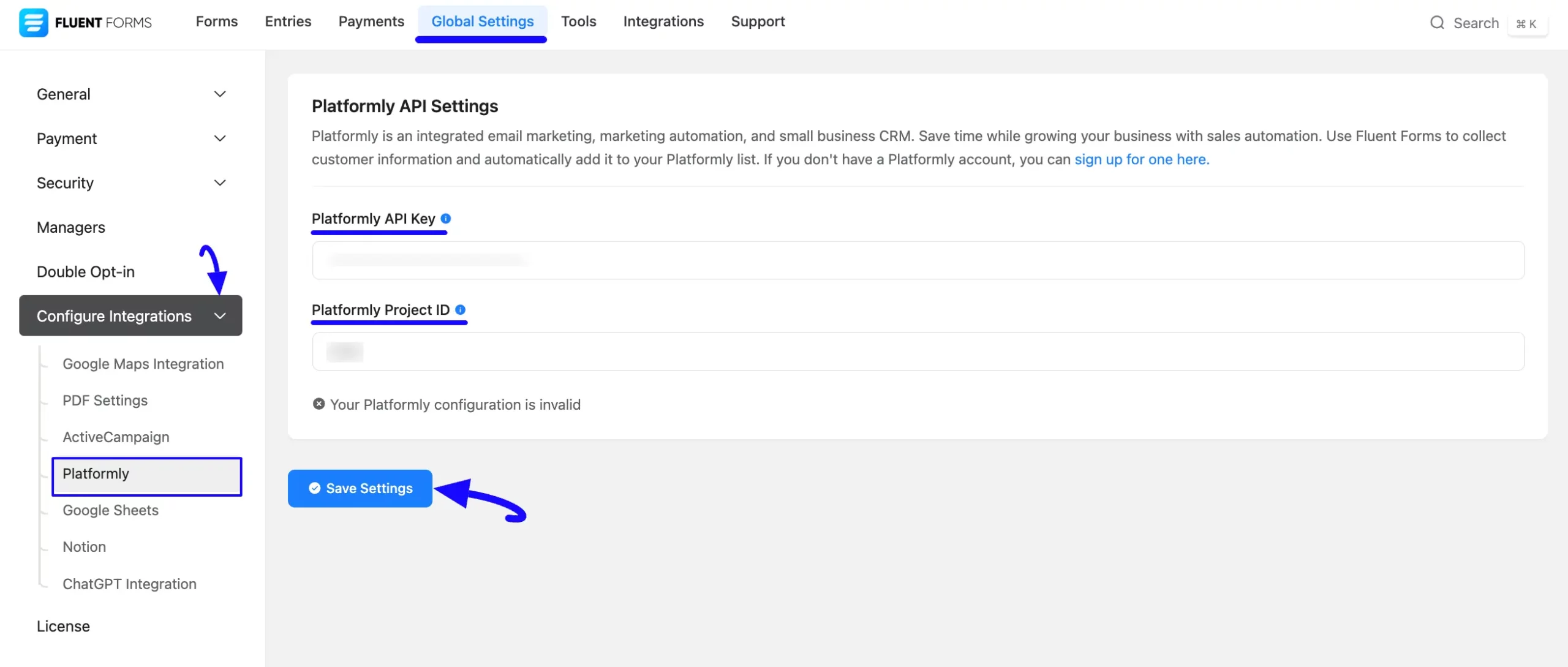 Paste API Key And Project ID
