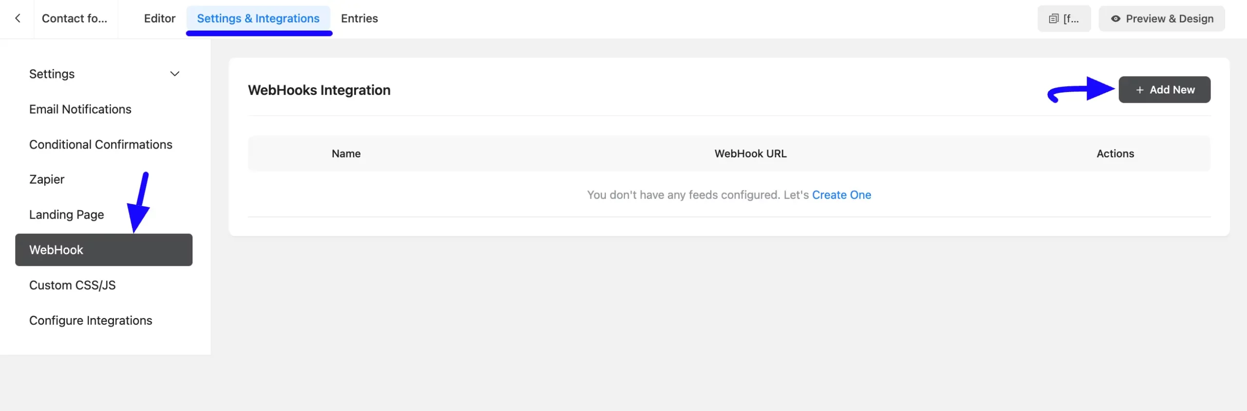 Add Webhook Integrate Webhook