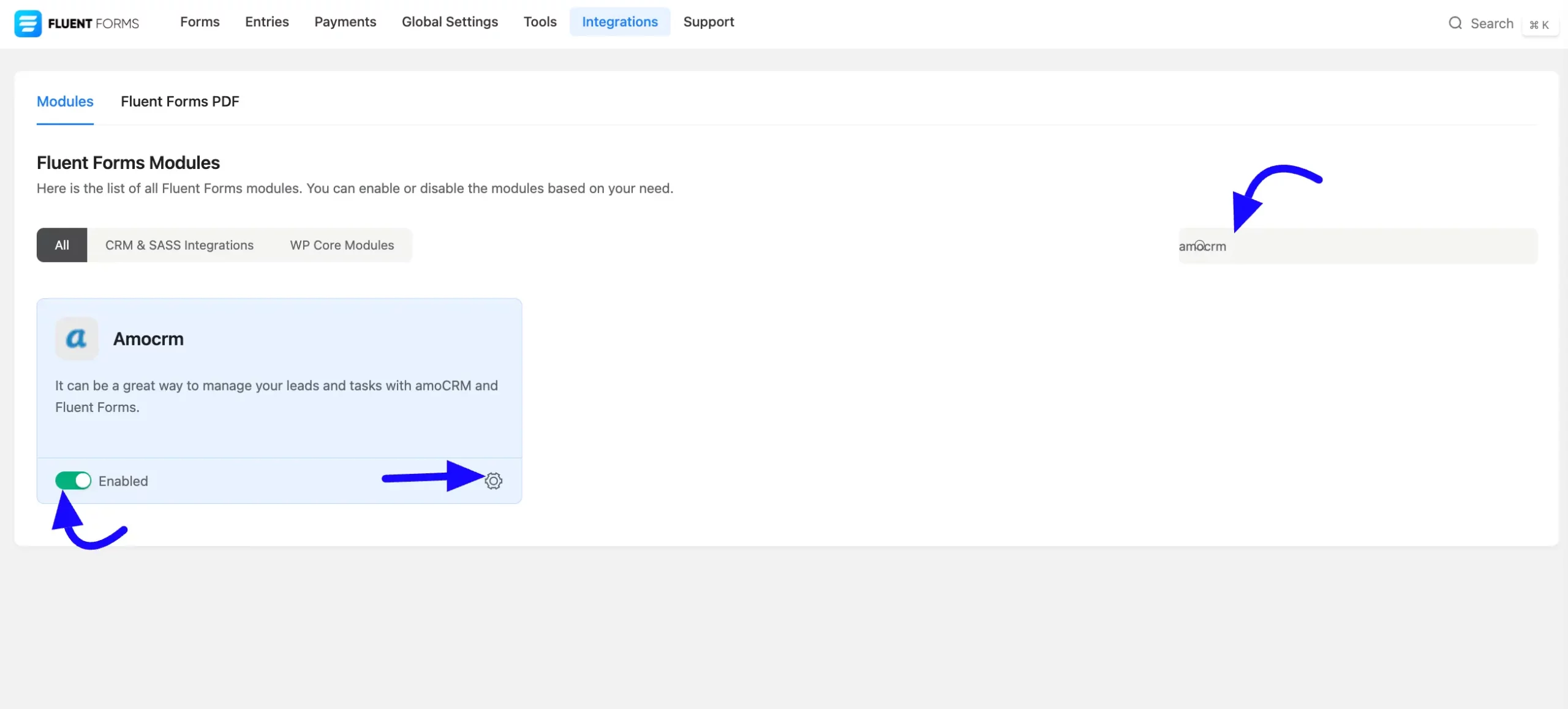 Enable amoCRM Integration