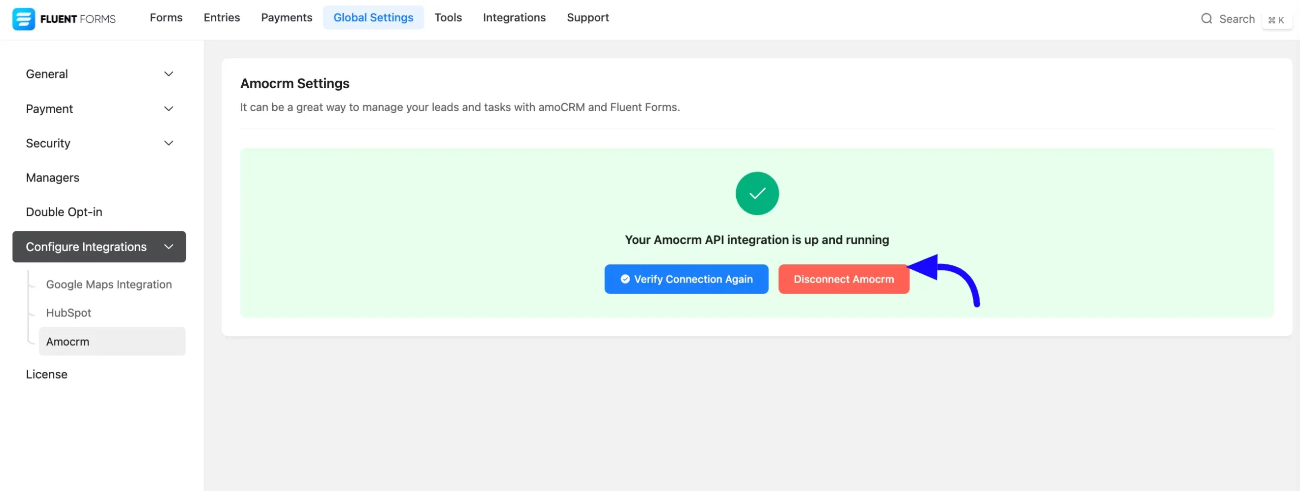 Disconnect amoCRM