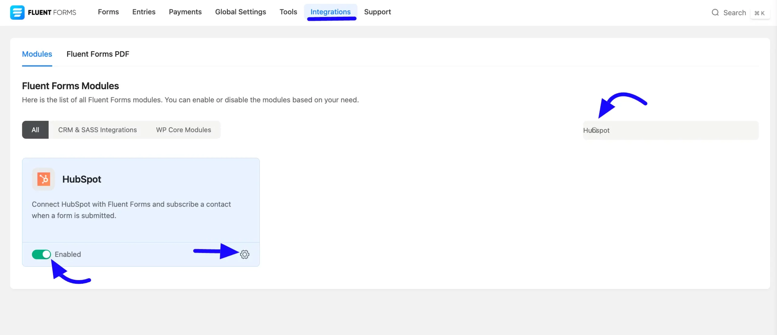 Enable HubSpot integration module