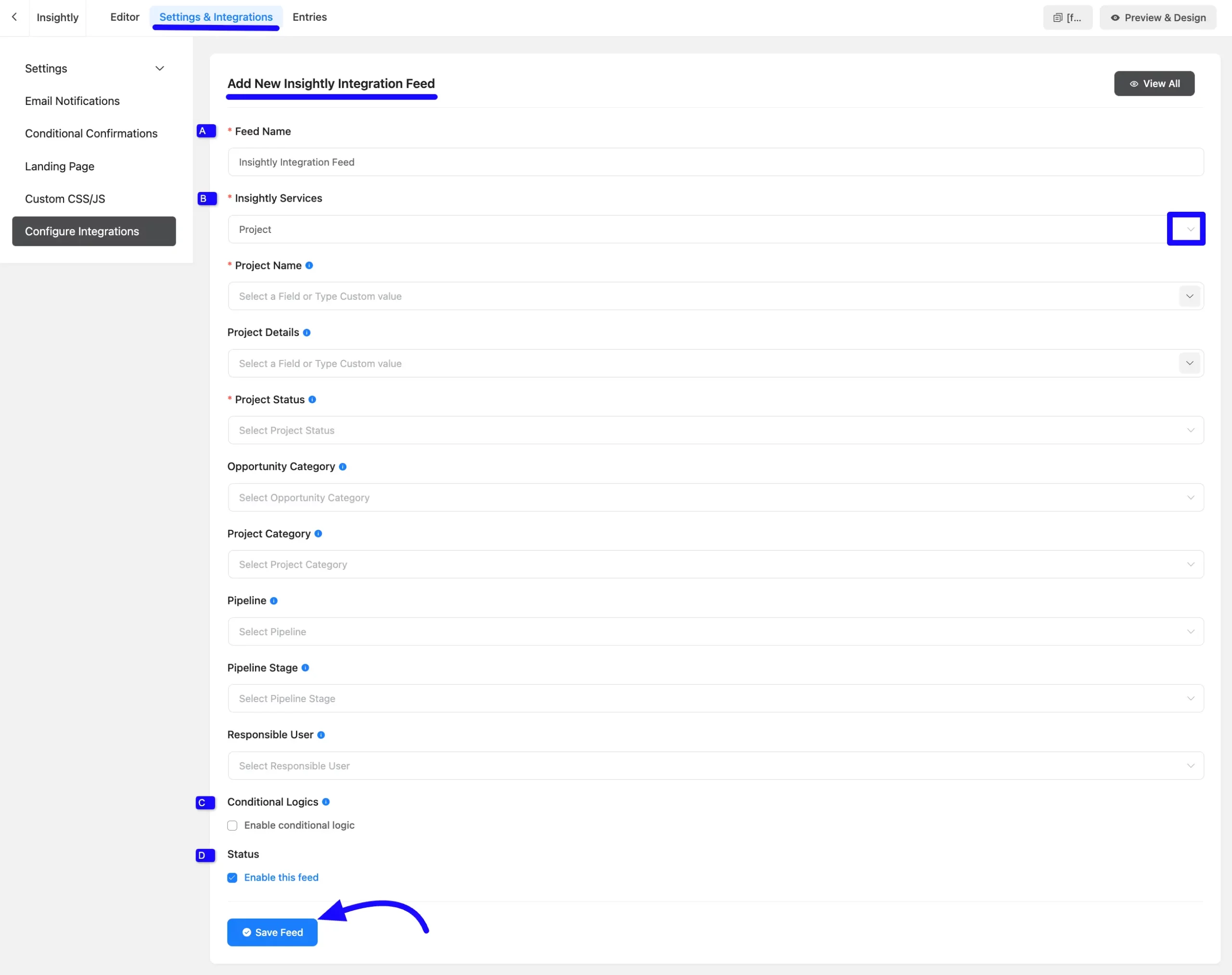 Add Insightly Integration Feed
