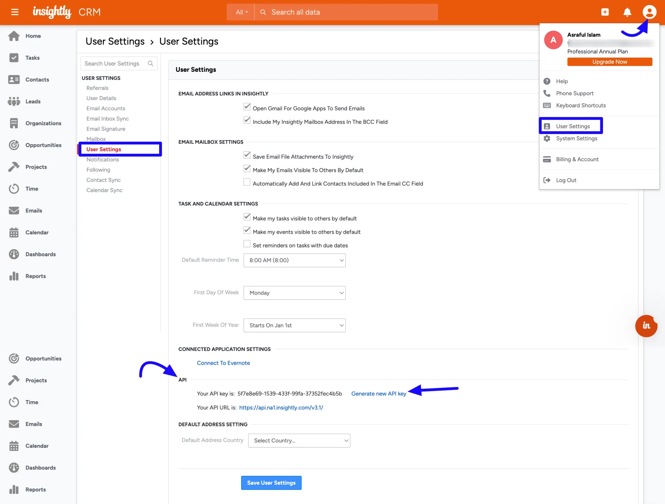 User Settings