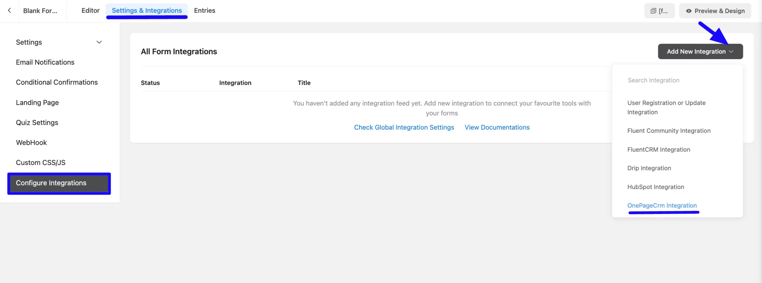 Add Ne Integration OnePageCRM Integration