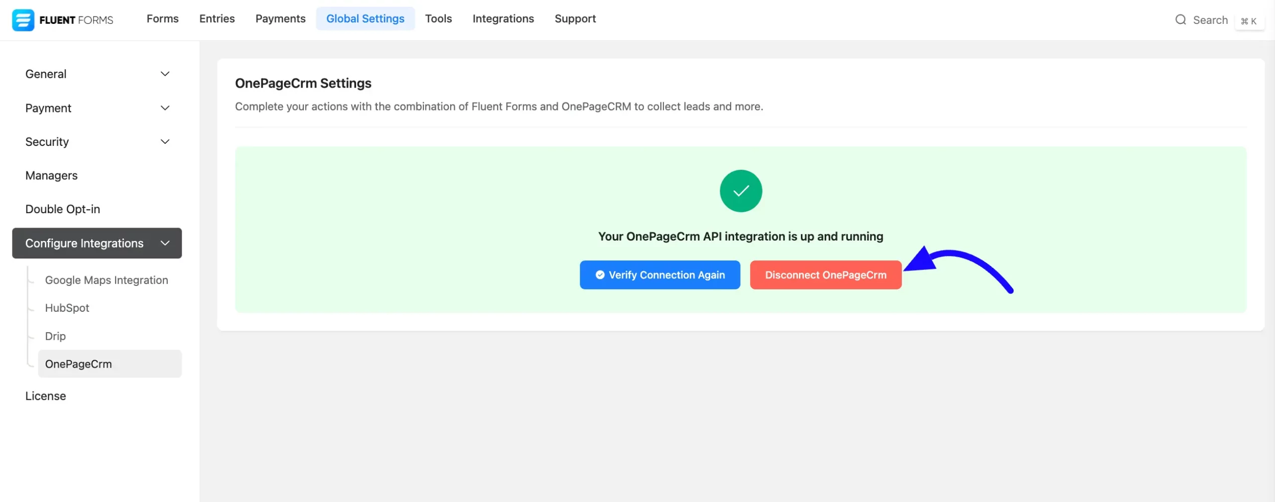 Disconnect OnePageCRM