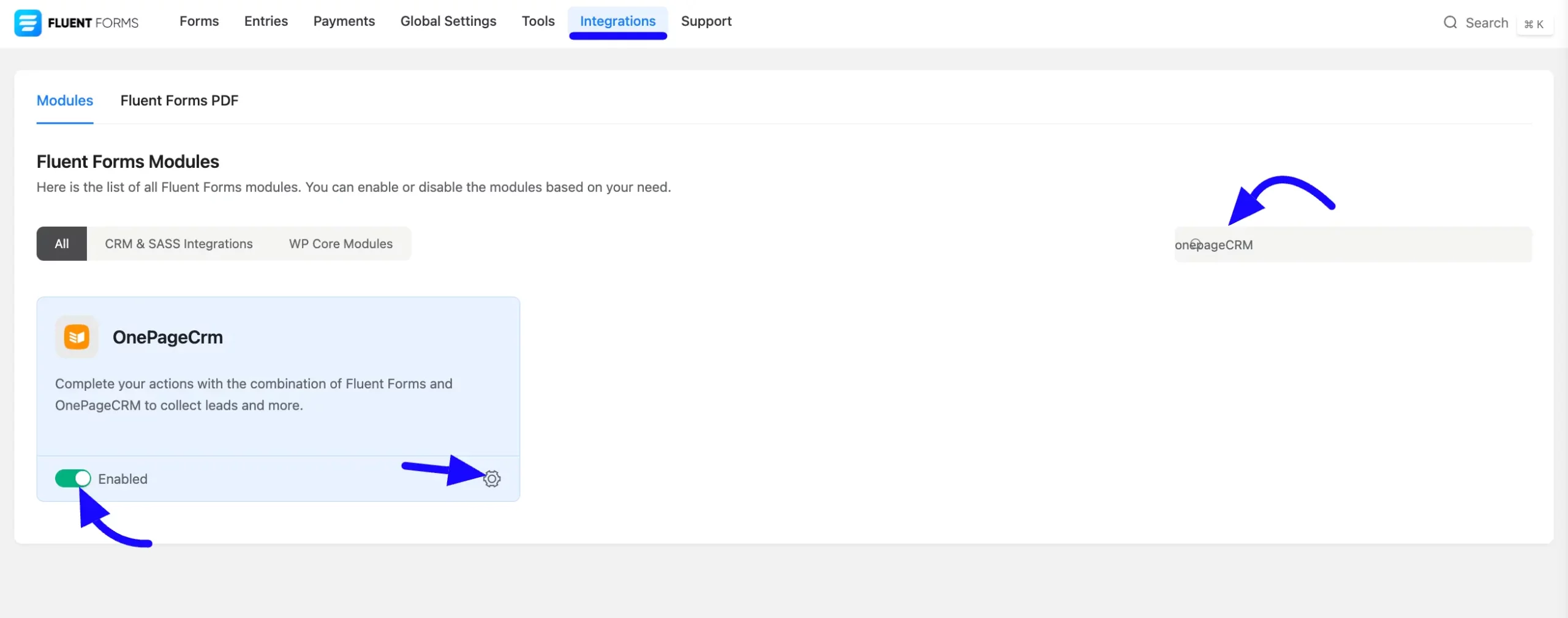 Enable OnePageCRM