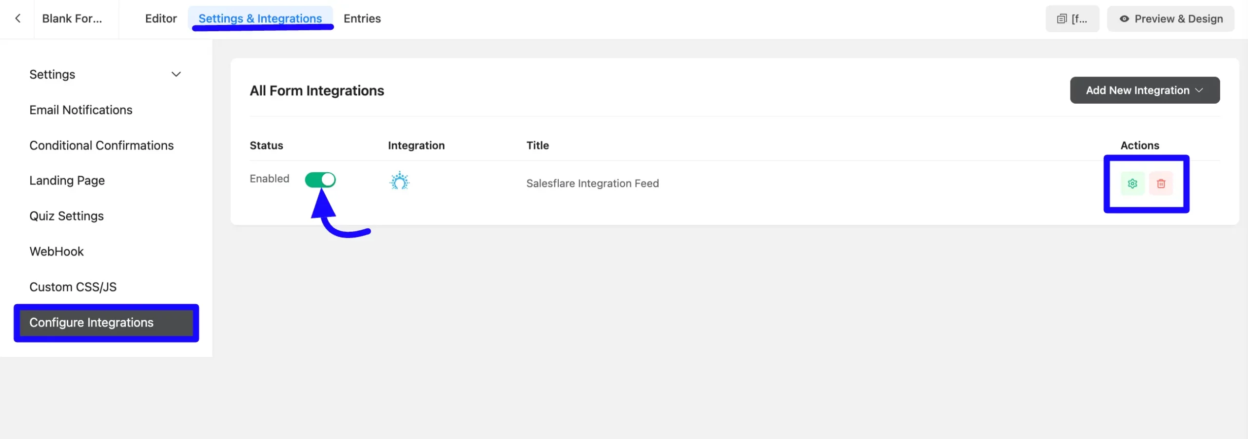 Disable Or Enable Salesflare Integration