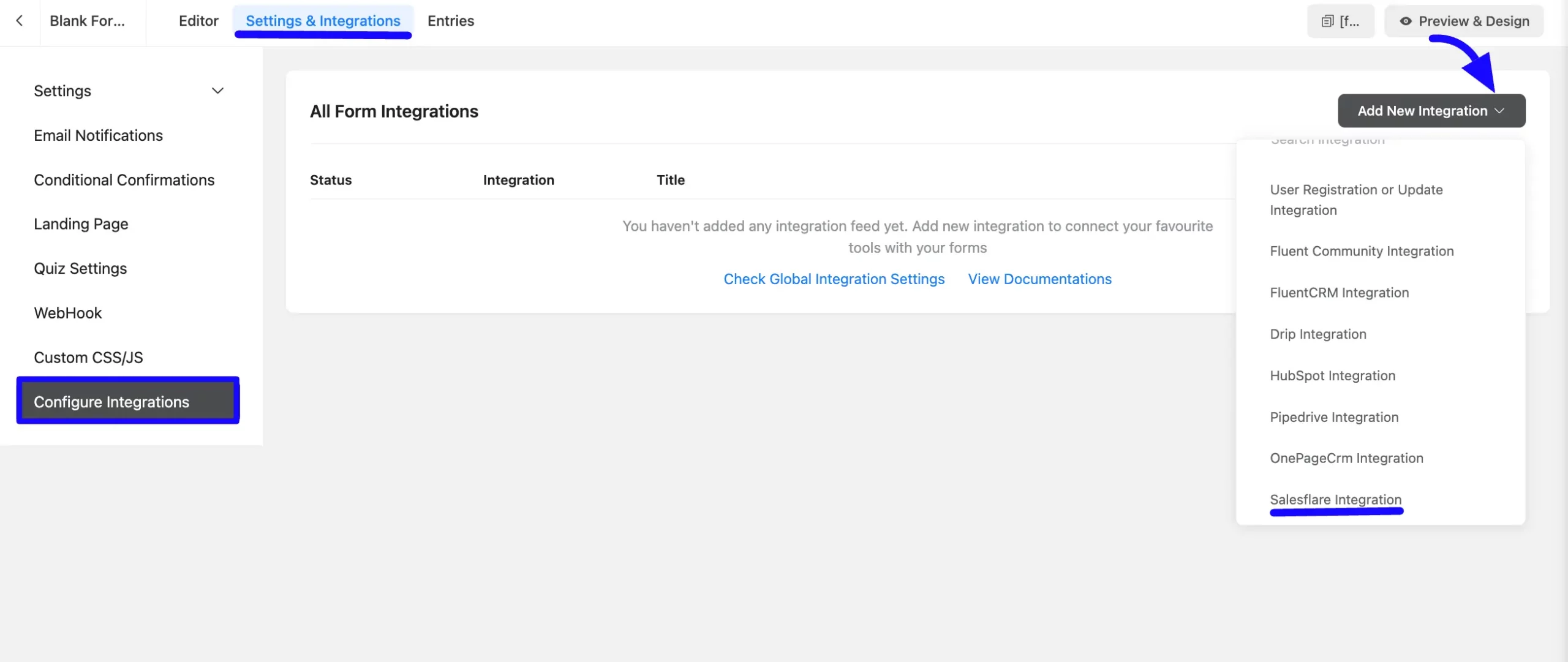 Add Integration Salesflare Integration