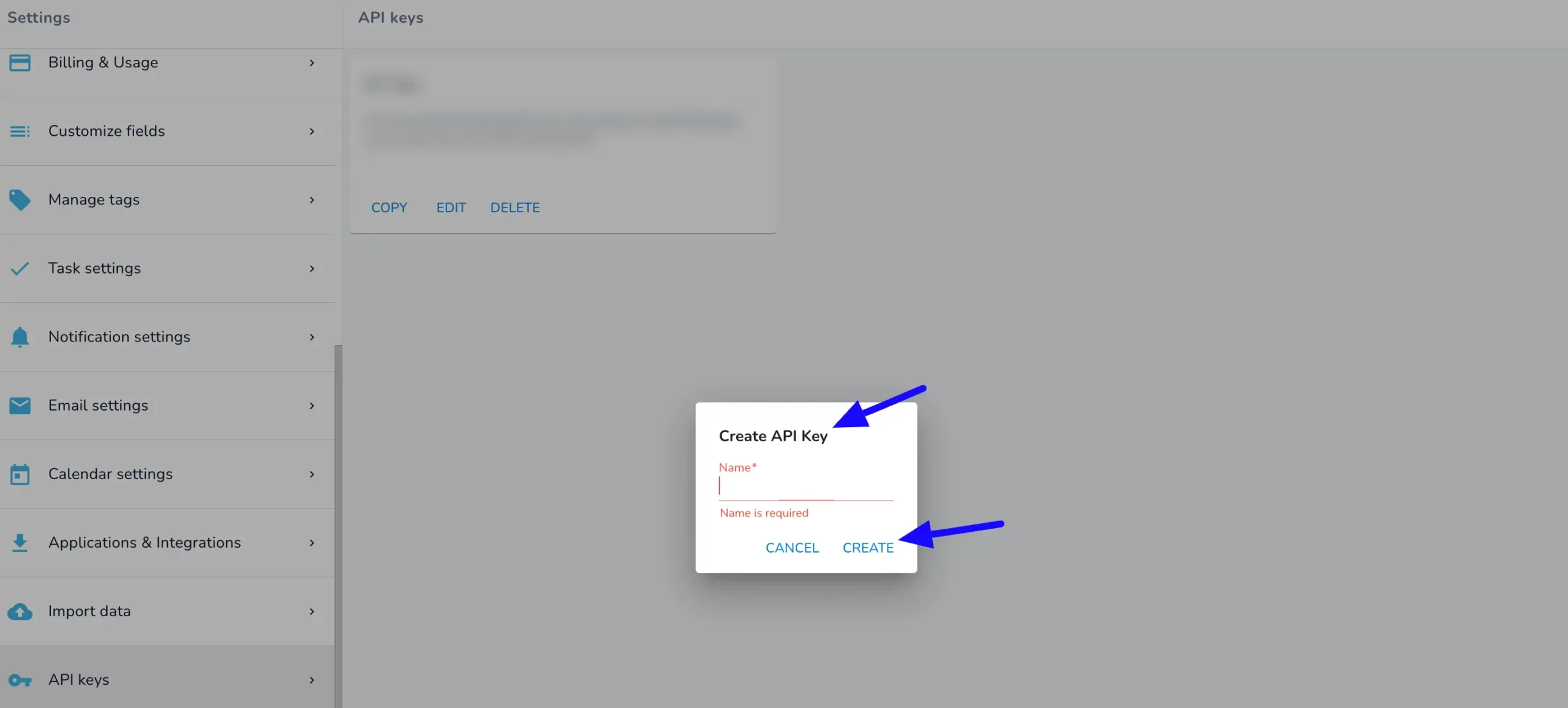 Create API Key