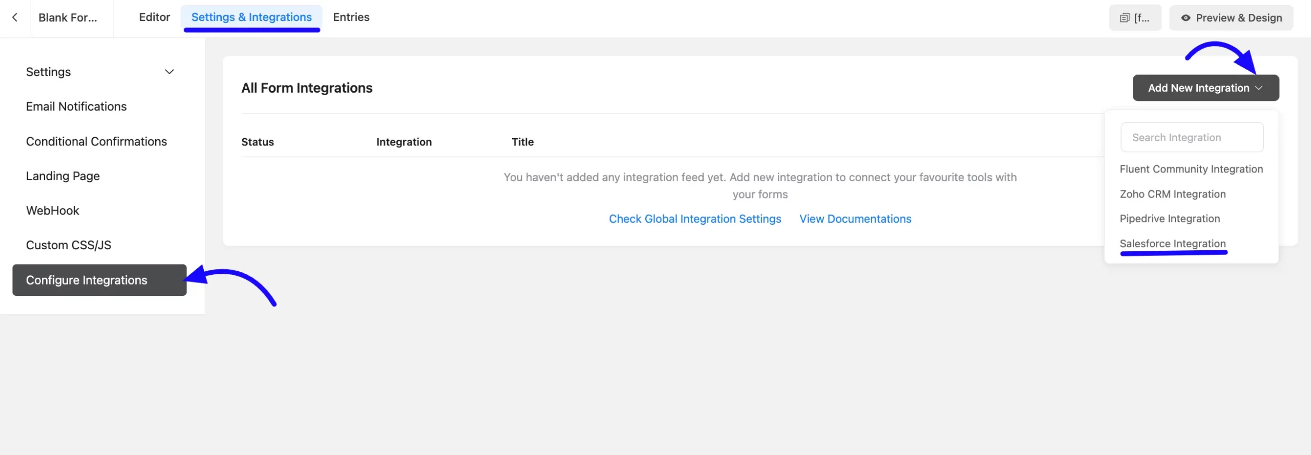 Add Integration Salesforce Integration