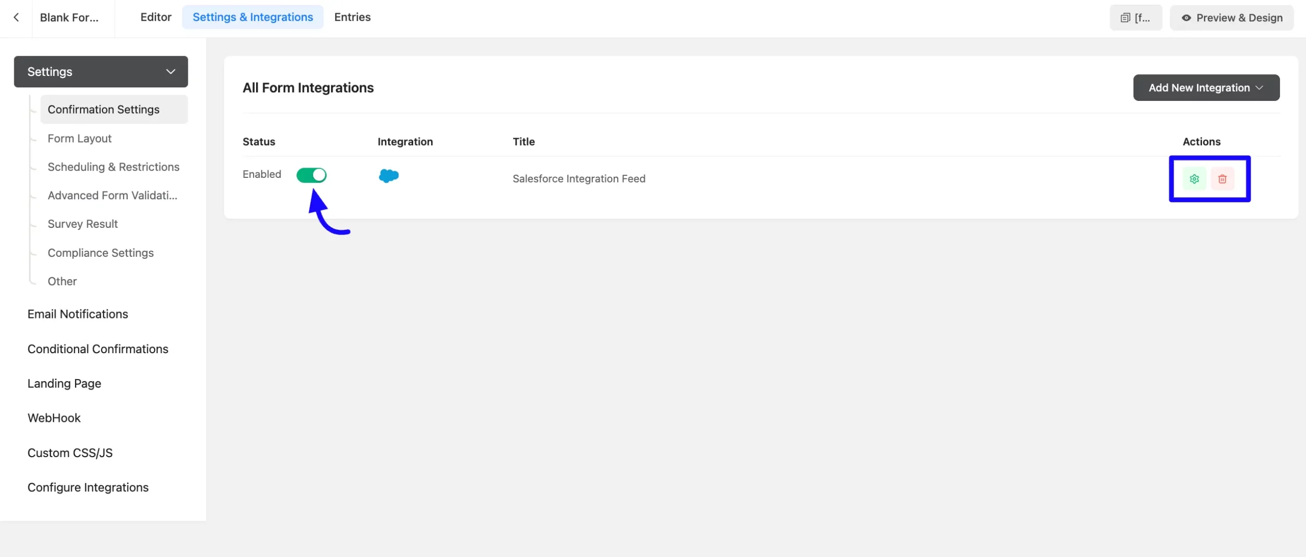 Add Integration Salesforce Integration