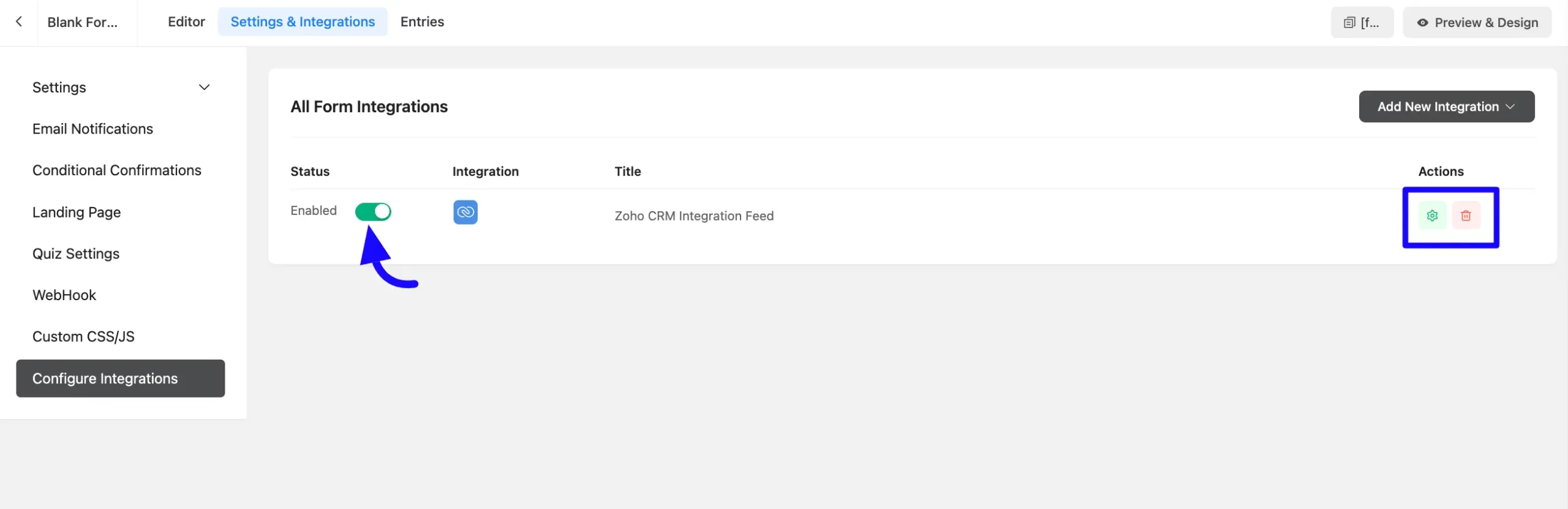 Zoho CRM Integration step
