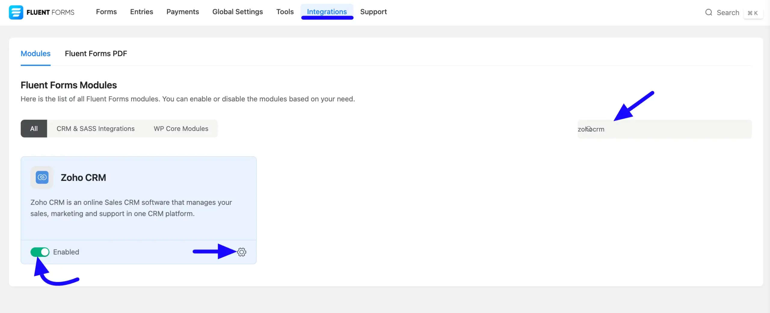 Enable Zoho CRM