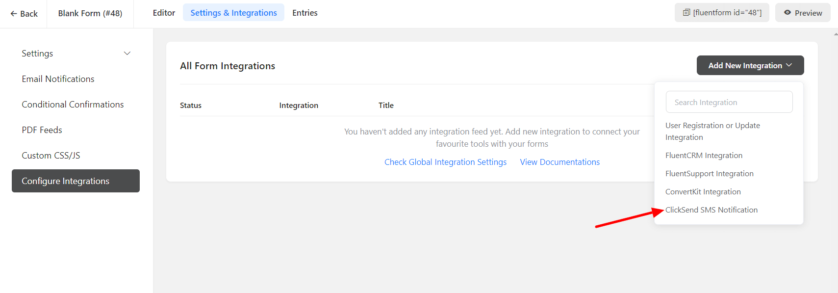 Integrations Fluent Forms