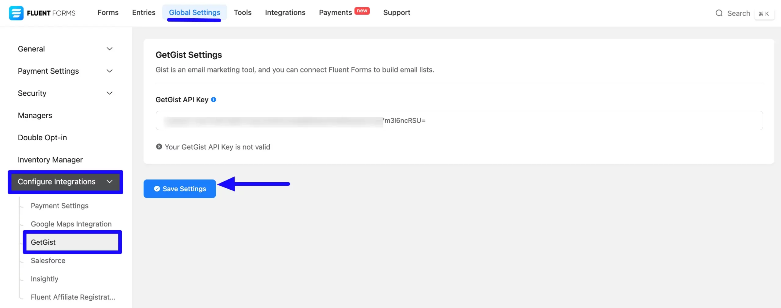 Paste API Key