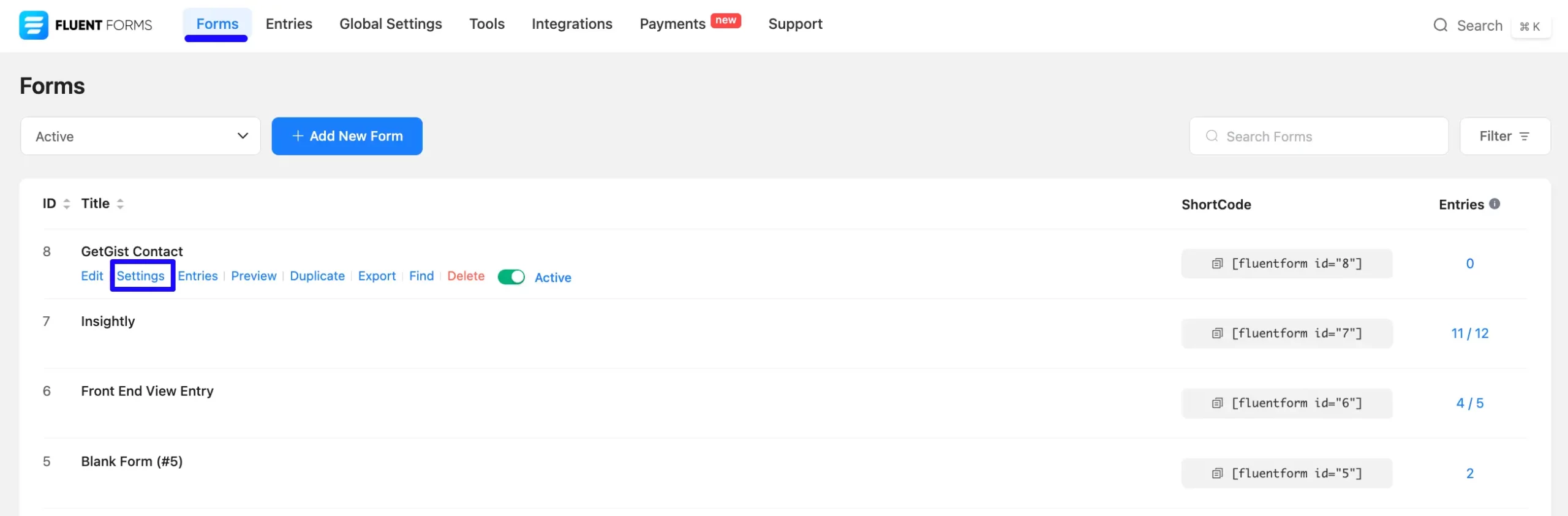Settings Gist Integration