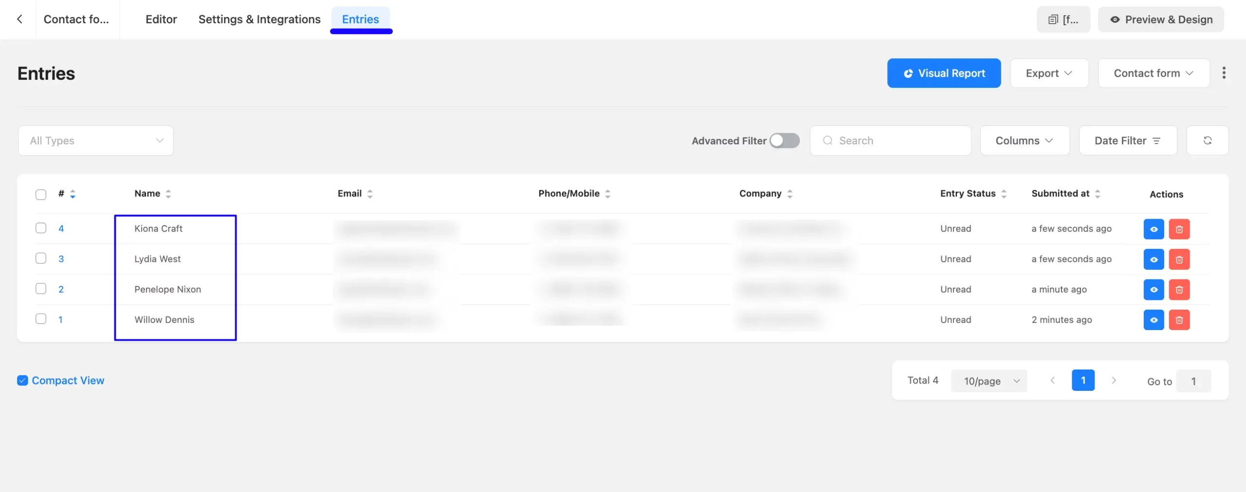 Entries Fluent Forms