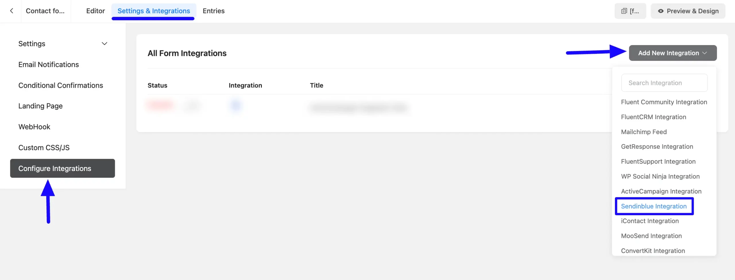 Add Integration Button Integrate Brevo (Formerly Sendinblue)