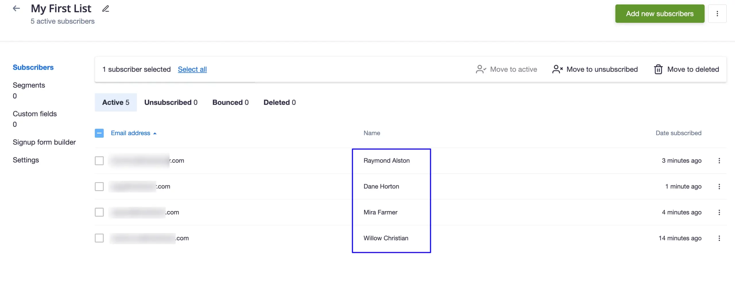 Added Contacts Preview