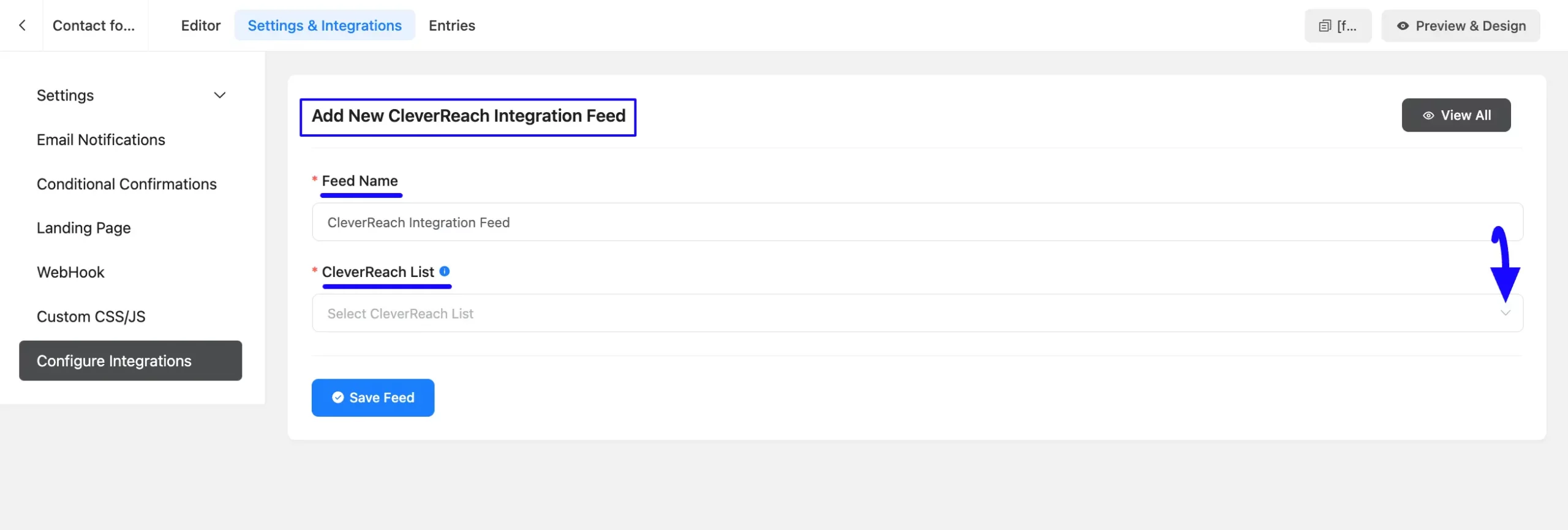 Cleverreach List Fluent Forms