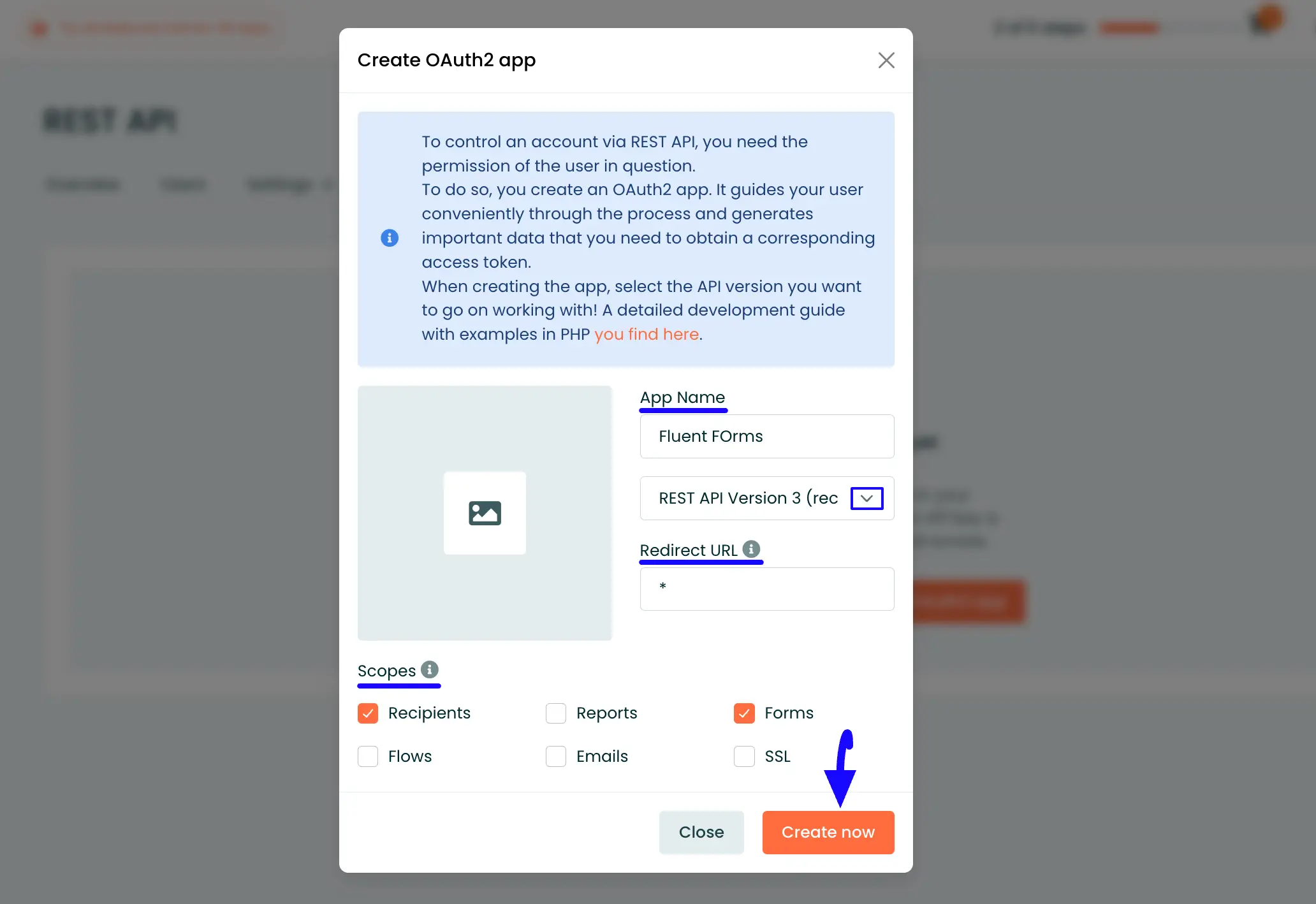 Create Now Button