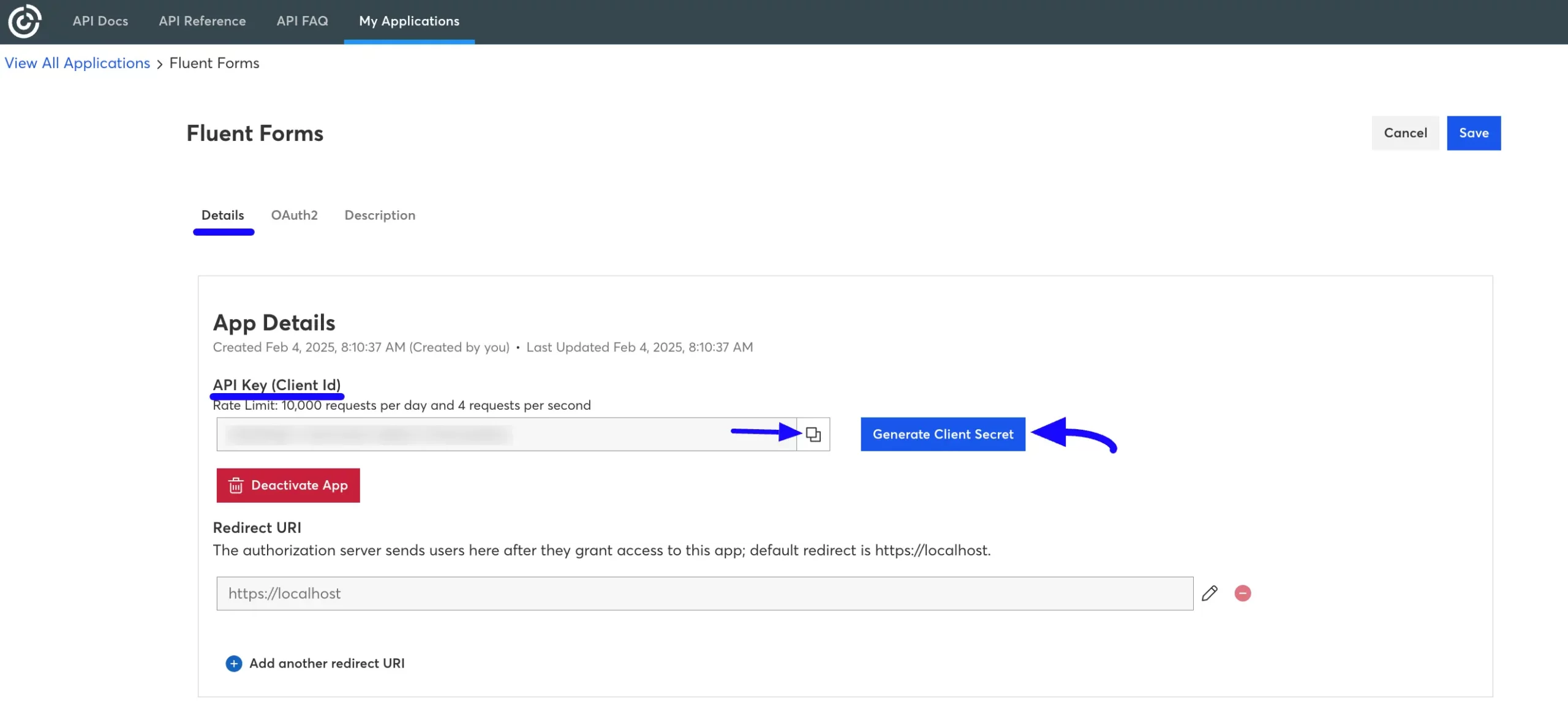 Copy Client ID Generate Client Secret