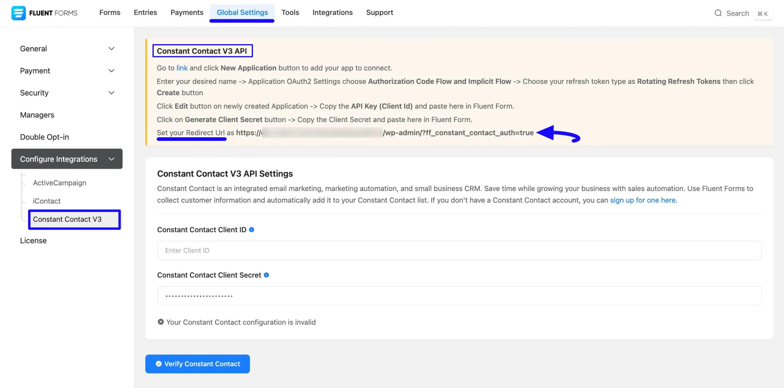 Copy Redirect URL