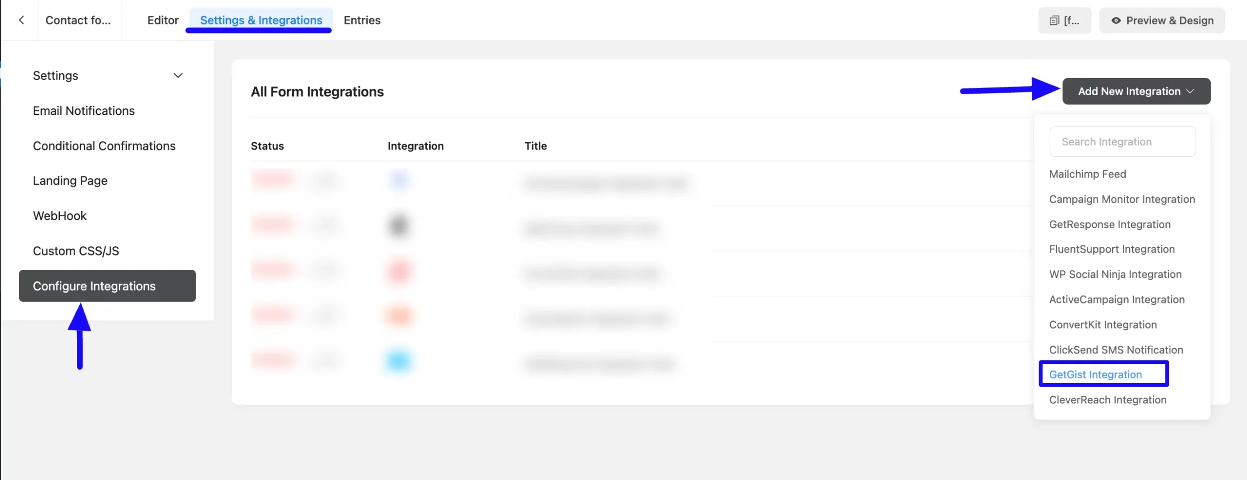Add Integration Button Integrate Gist