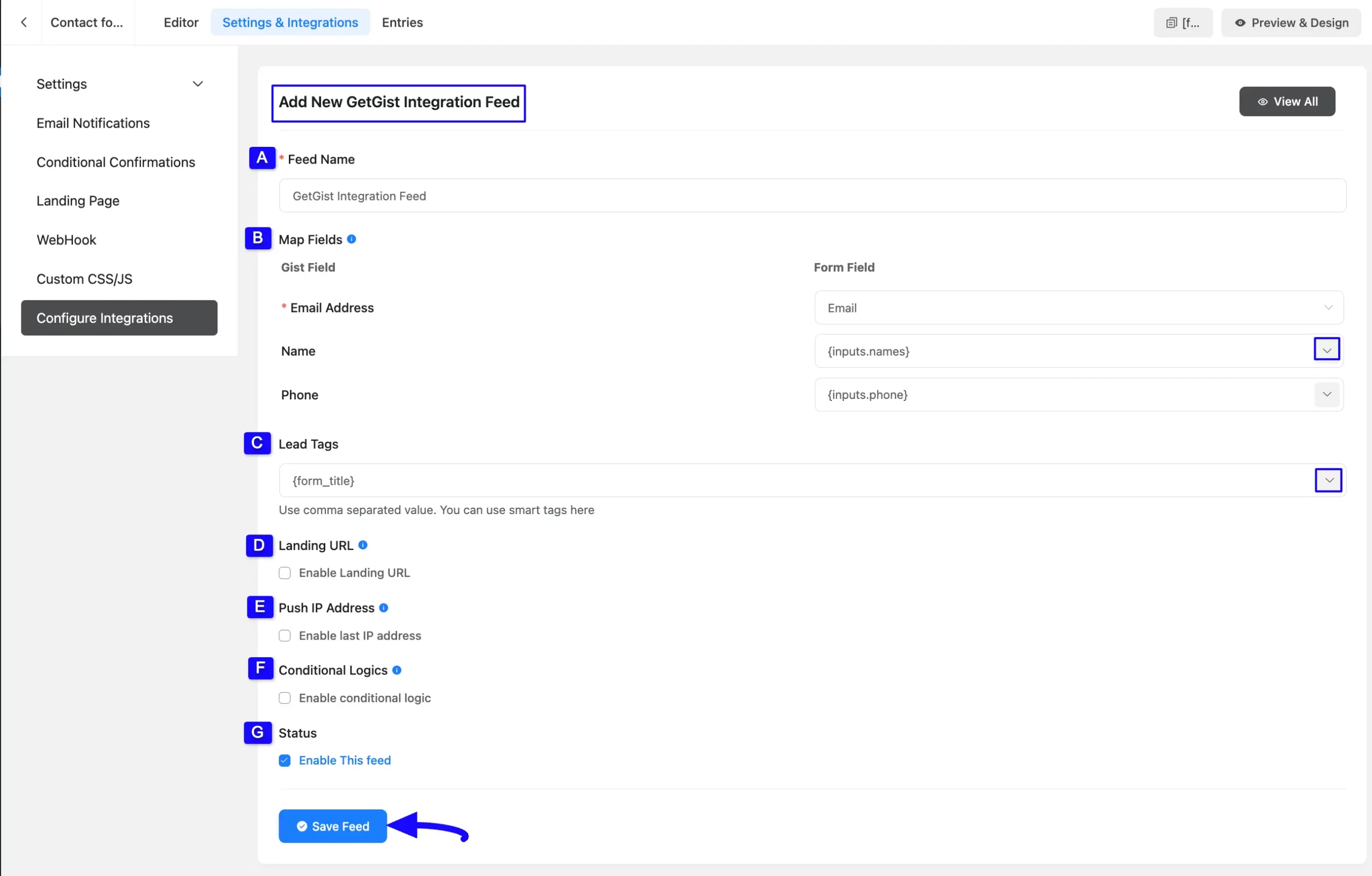 Save Feed Button Integrate Gist