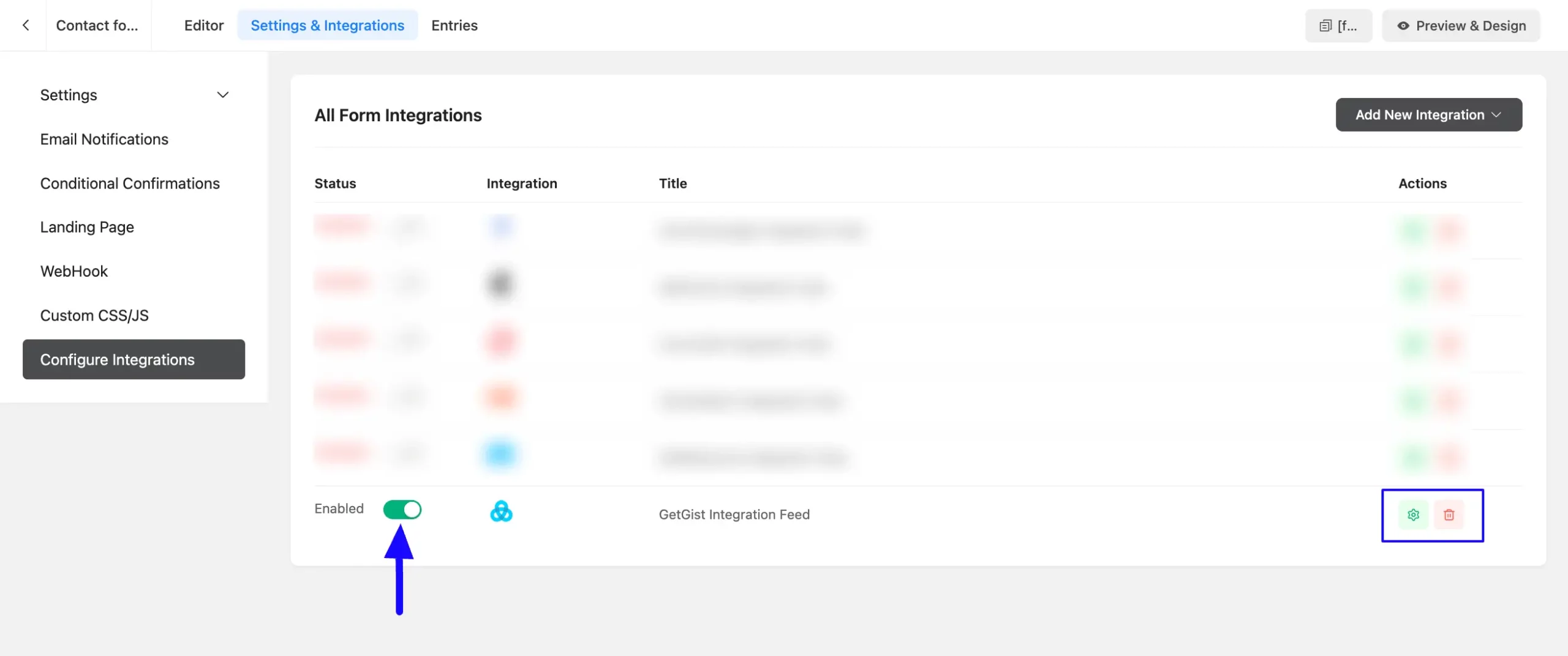 Added Getgist Integration Feed