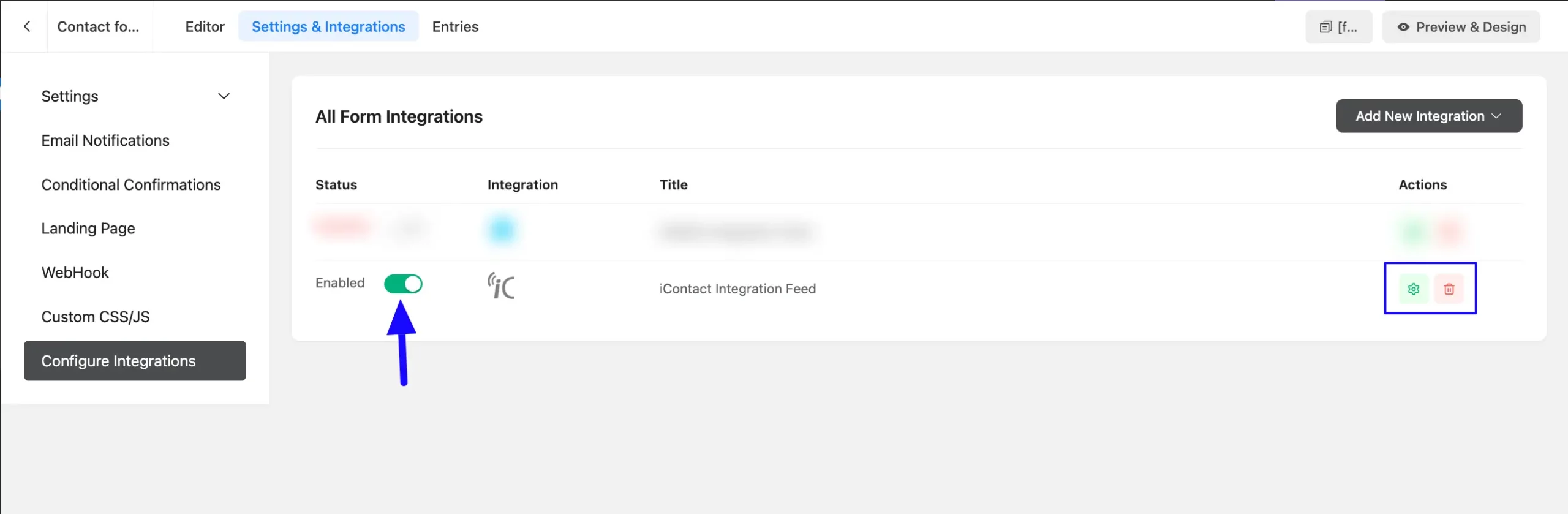 Added Icontact Integration Feed