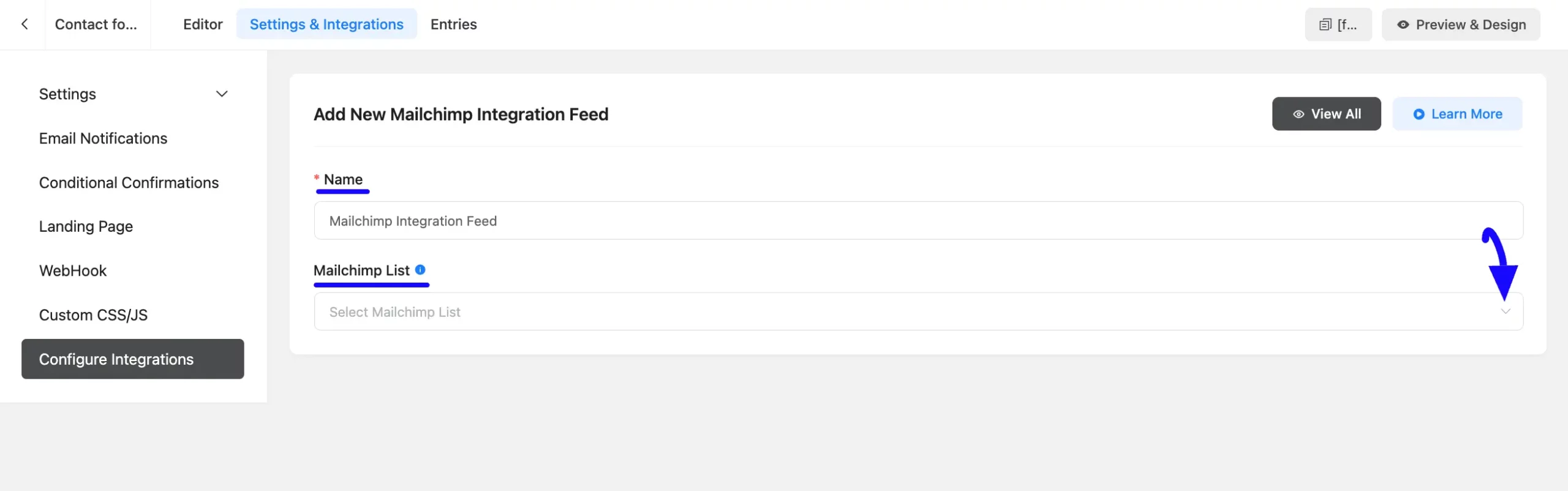 Mailchimp List Fluent Forms