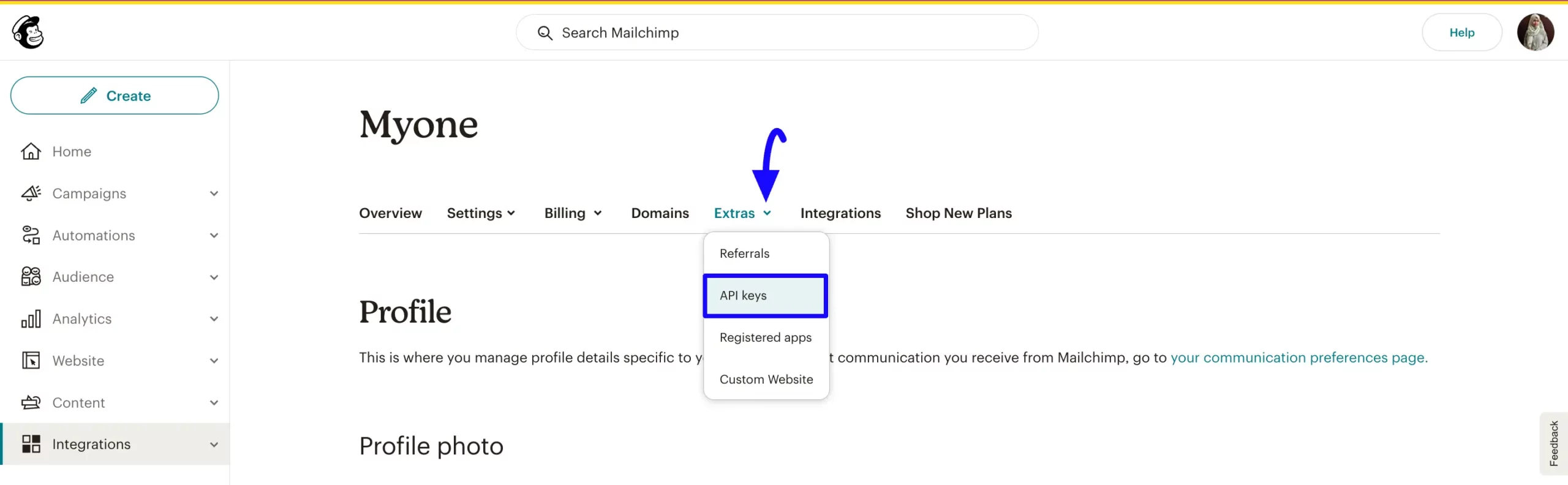 Extras API Key Button