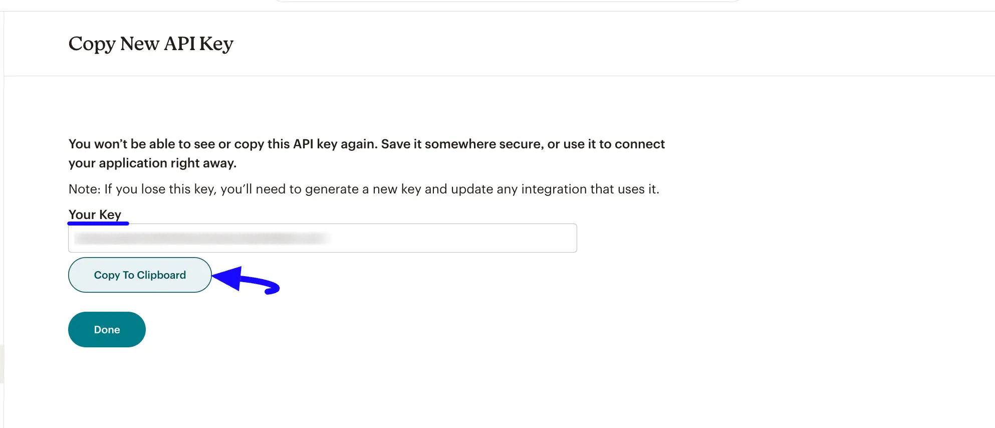 Copy API Key
