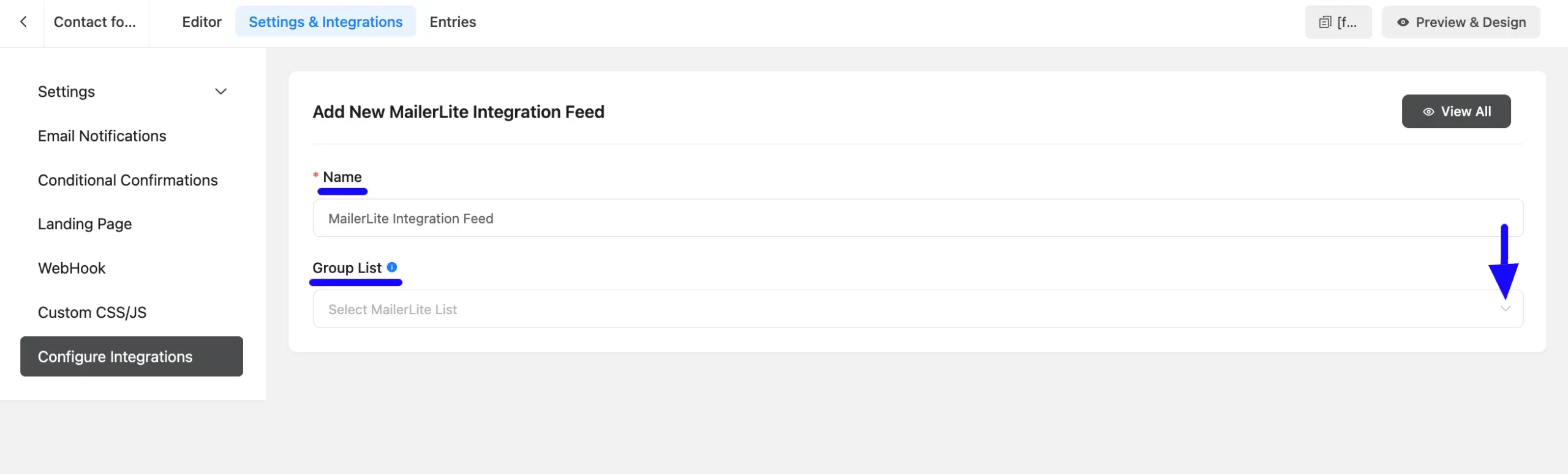 Group List Fluent Forms