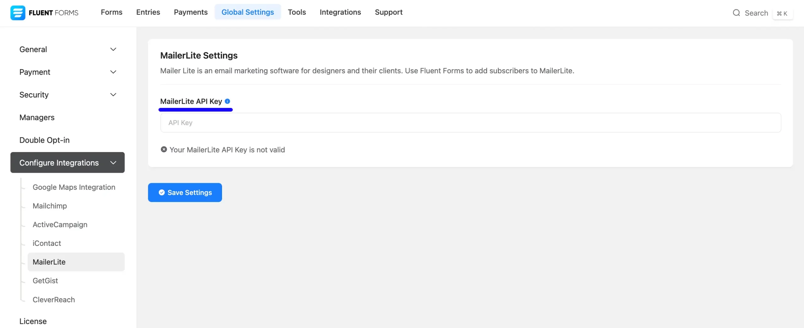 Mailerlite Settings Fluent Forms